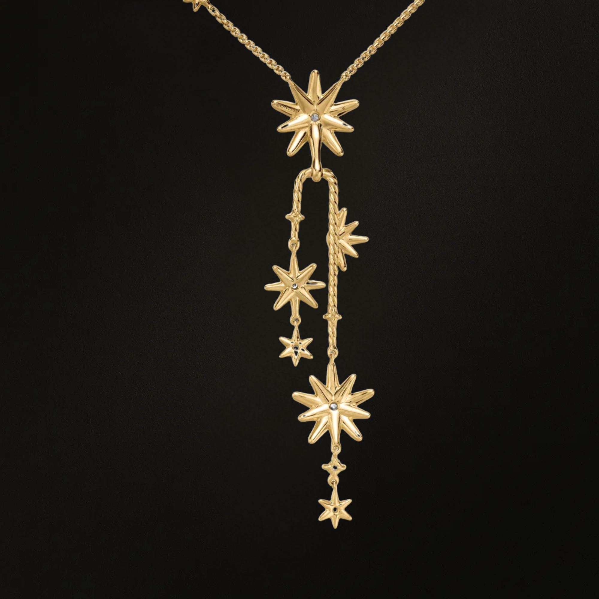  Star Lariat Necklace, Dainty Star Drop Necklace