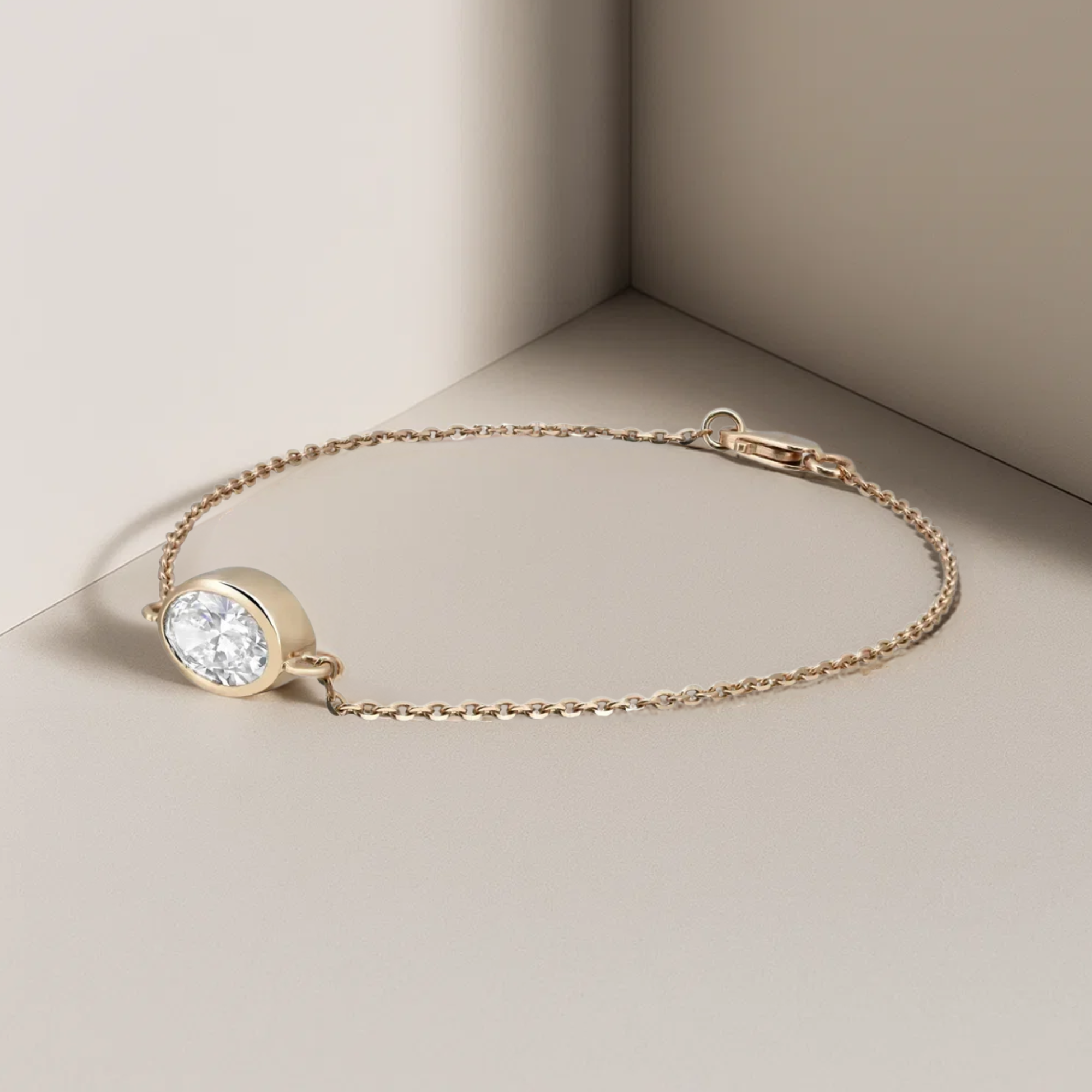 14K Gold Bezel Setting Diamond Bracelet for Women