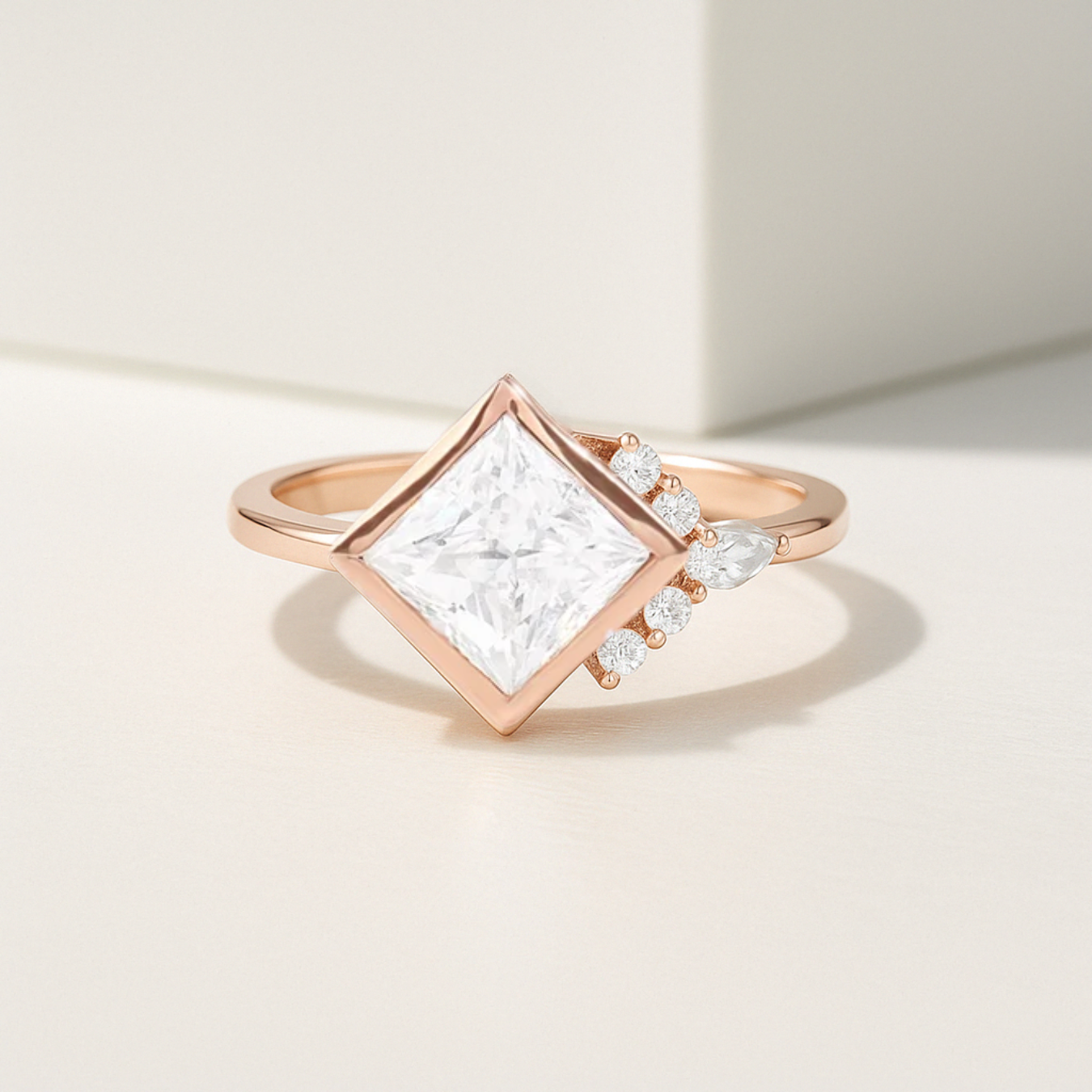 14k Solid Gold 1.70 Carat Princess cut Lab Grown engagement ring
