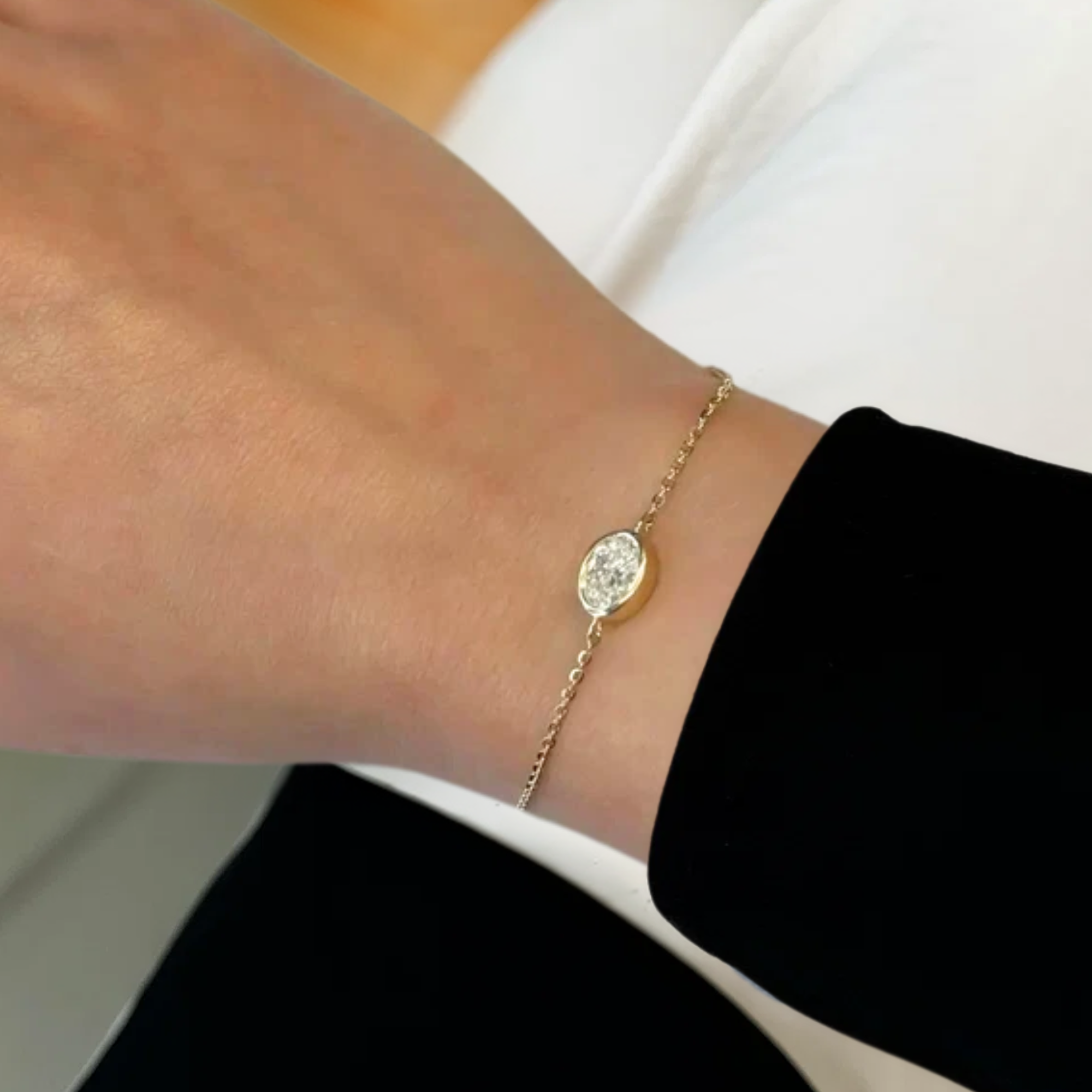 14K Gold Bezel Setting Diamond Bracelet for Women