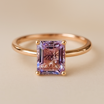 3 CT  Rose De France Amethyst Ring | Emerald Cut Amethyst Ring |