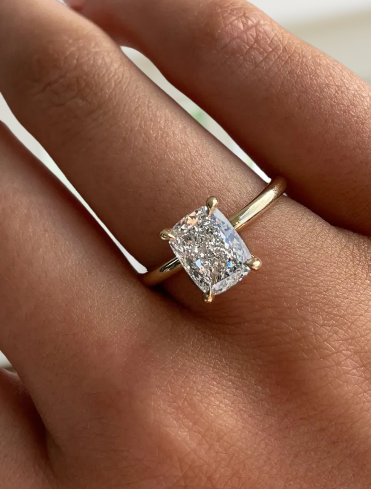 14K Gold Unique 1.50 CT Elongated Cushion Cut Engagement Ring