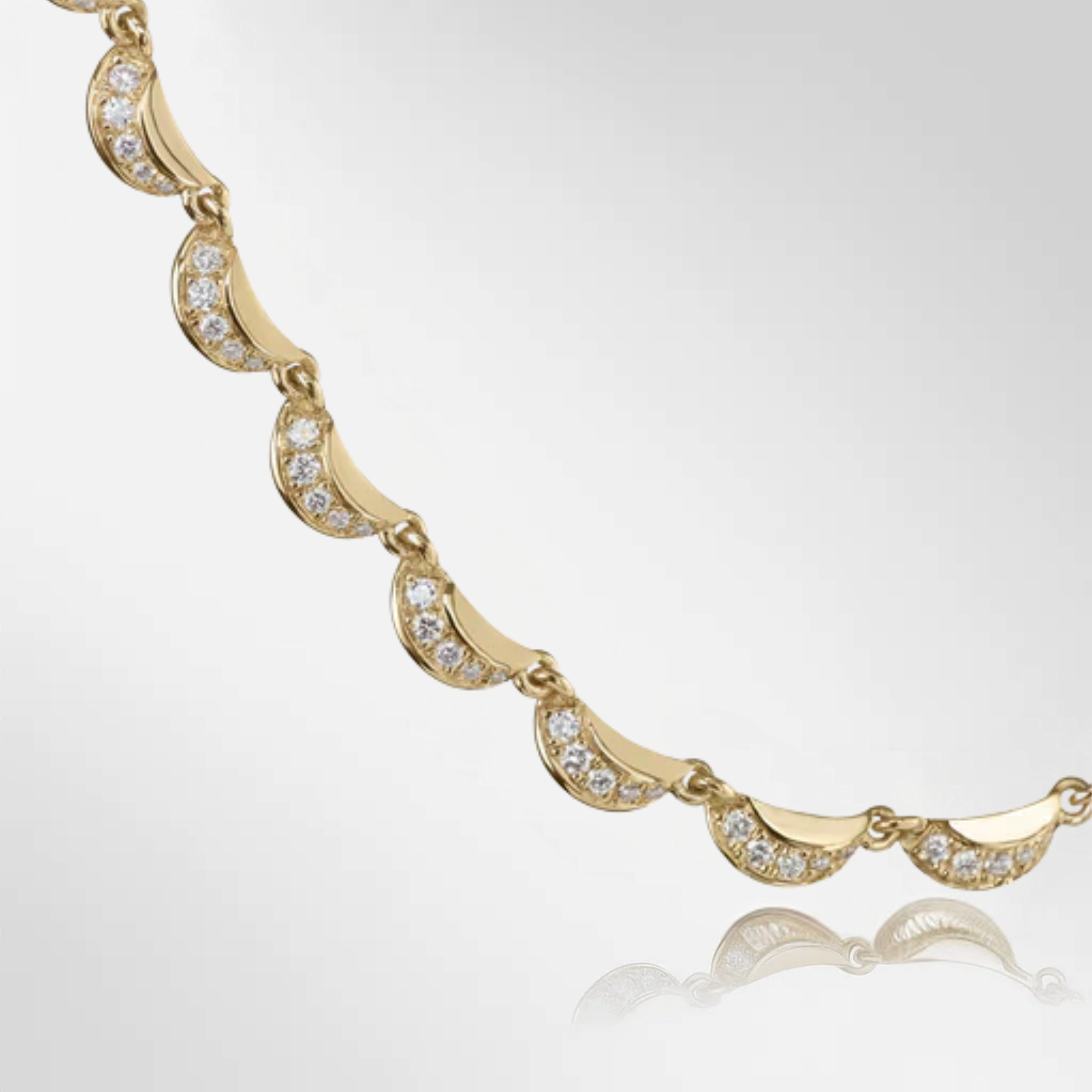 14K Gold & Diamond Crescent Moon Linked Choker