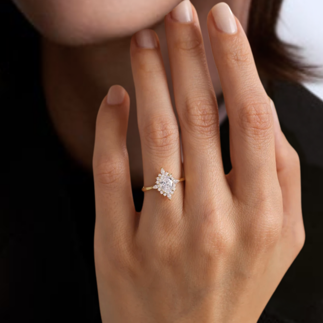 14K Gold Oval Lab Grown Engagement Ring | Vintage Style 1.23 Ct Lab Grown Ring