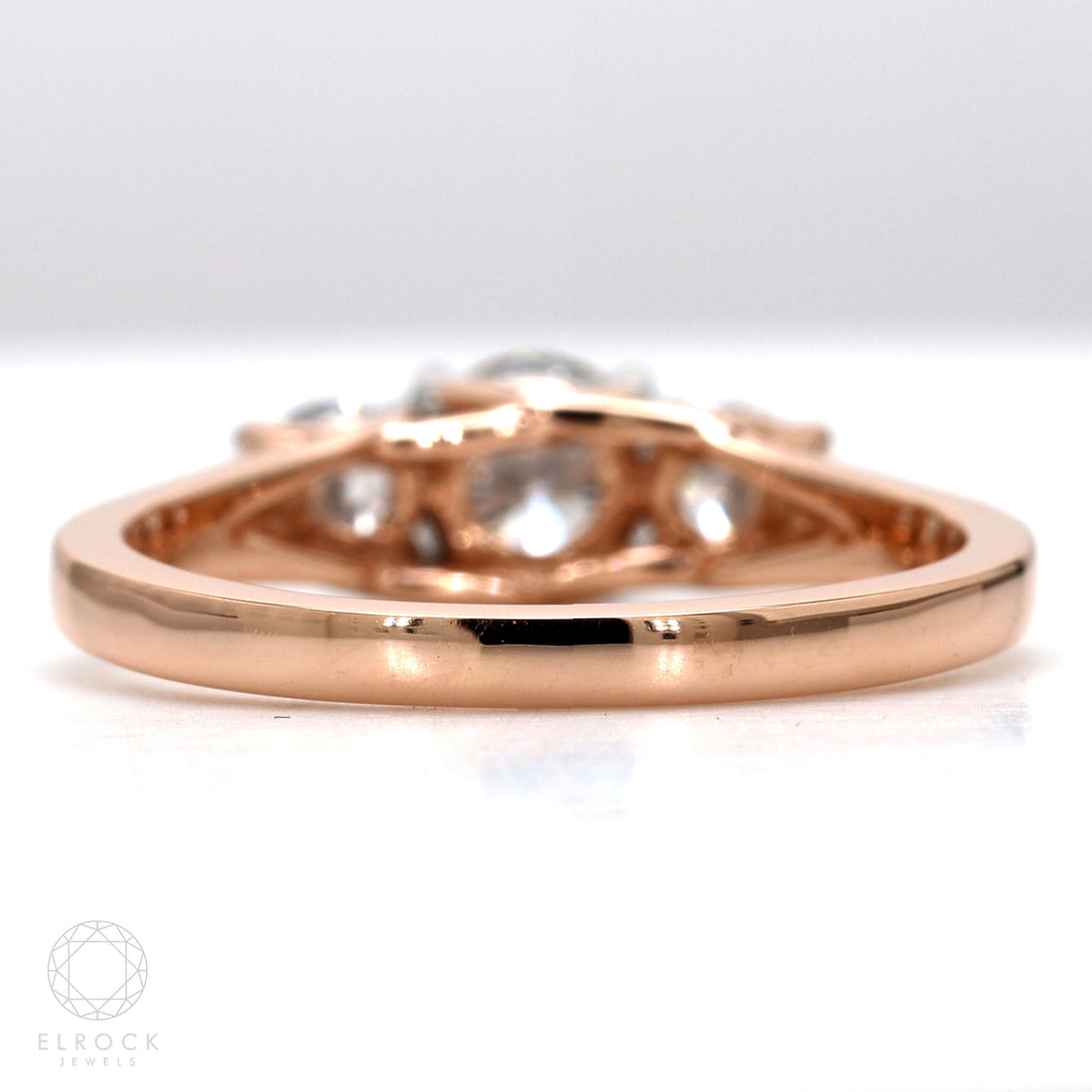 Round Cut Diamond Ring, 14K Gold 3 Stone Diamond Ring, Lab Grown Diamond Ring