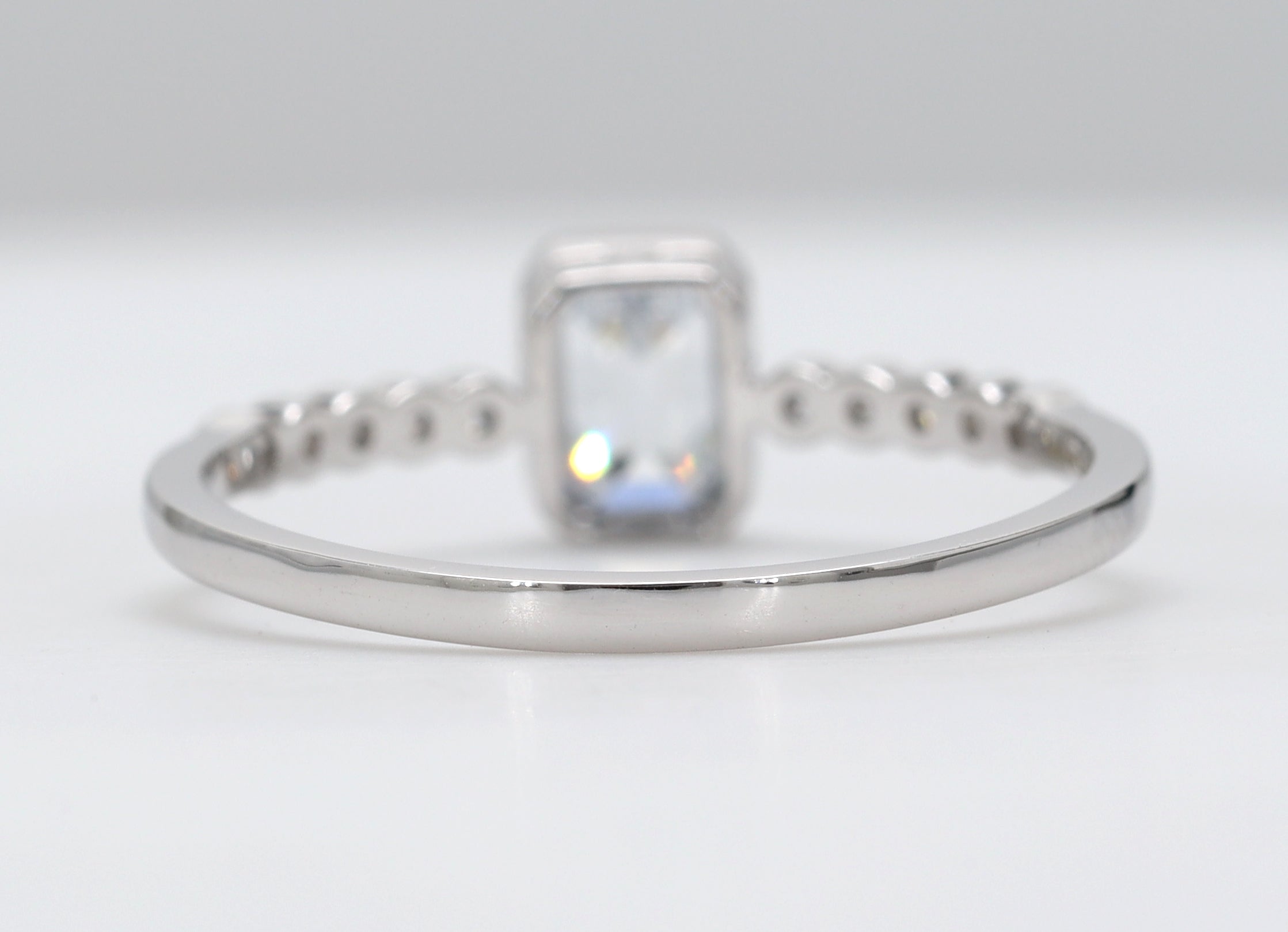 14K Gold Emerald Cut Bezel Set Solitaire Diamond Ring