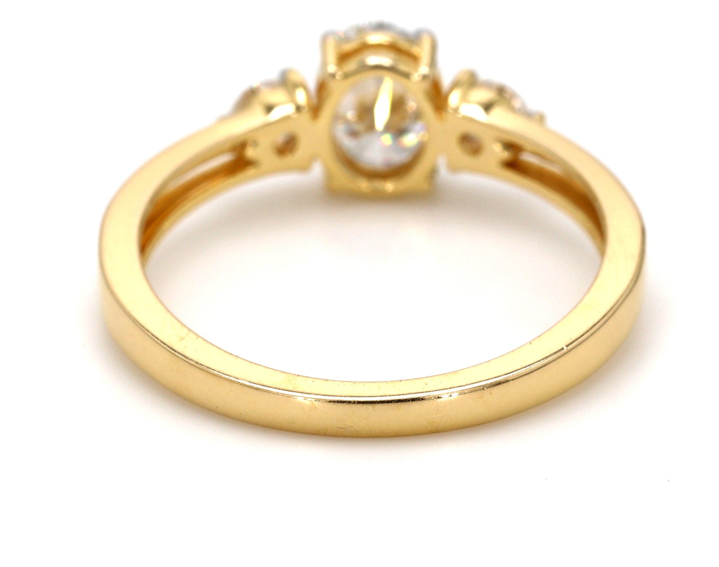 14k Gold Oval Shape Lab Grown Diamond Three Stone Engagement Ring
