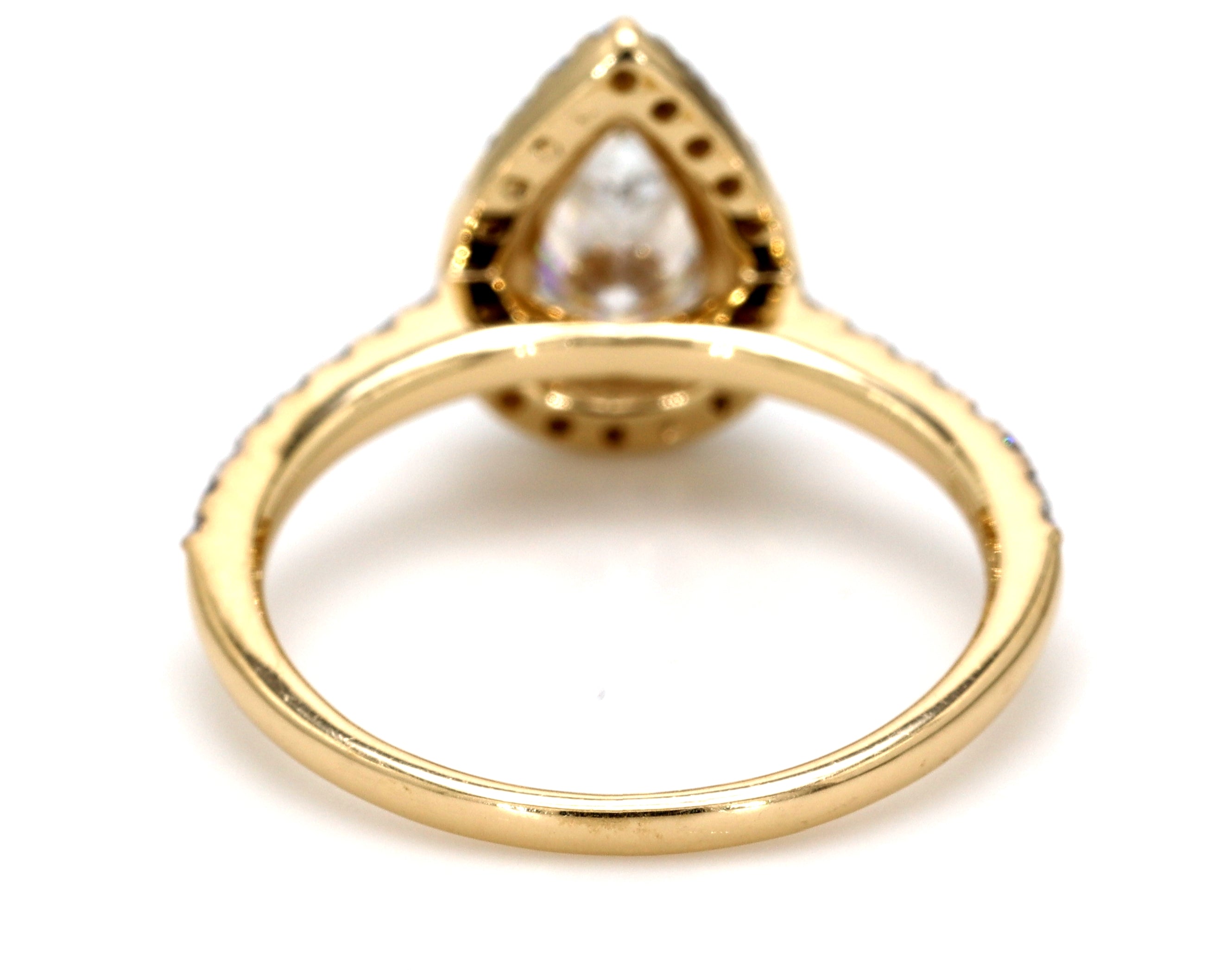 14K Gold Lab Grown Diamond Pear Shaped Halo Ring
