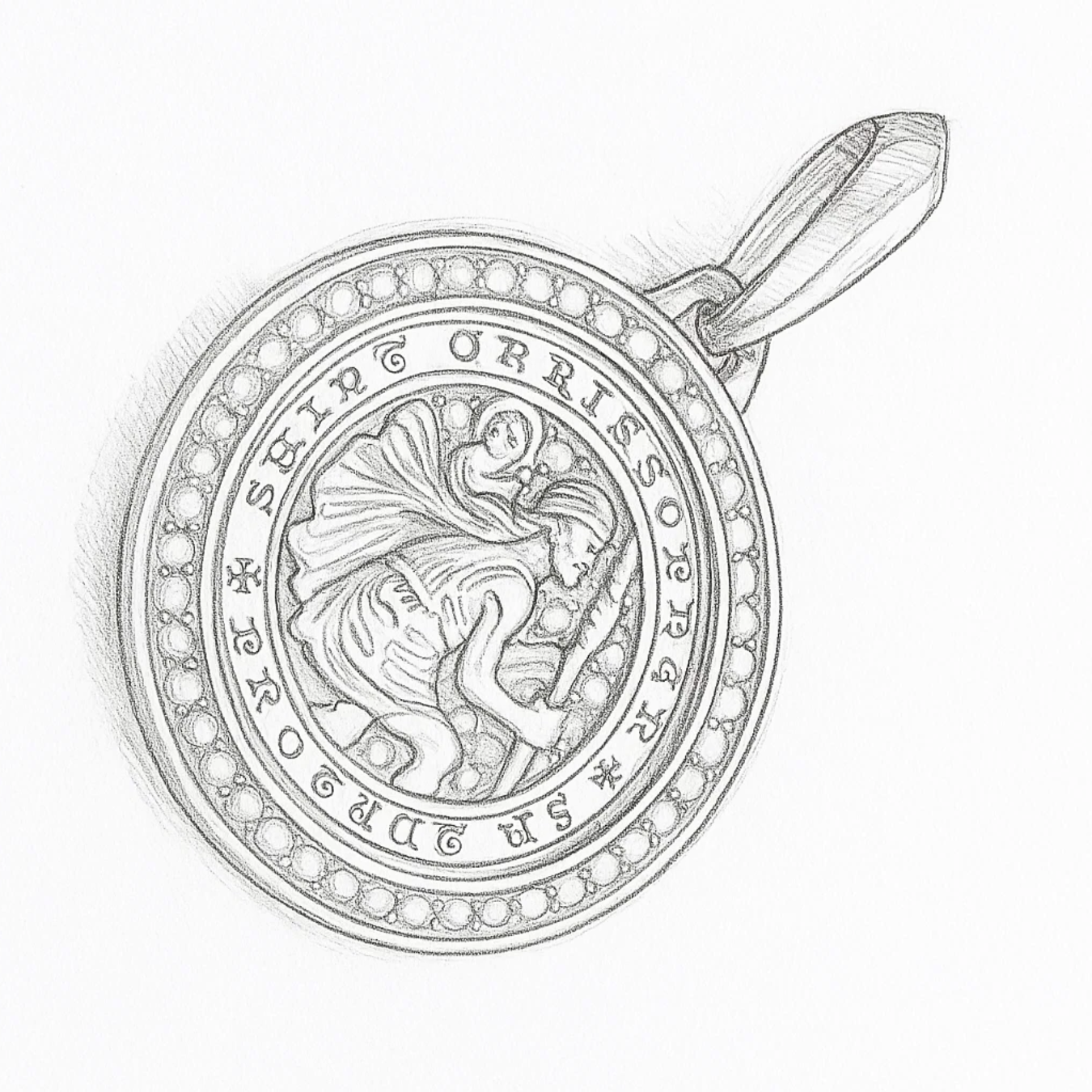 14K Gold Saint Christopher Pendant, Men's Religious Medal, Spiritual Protection Pendant