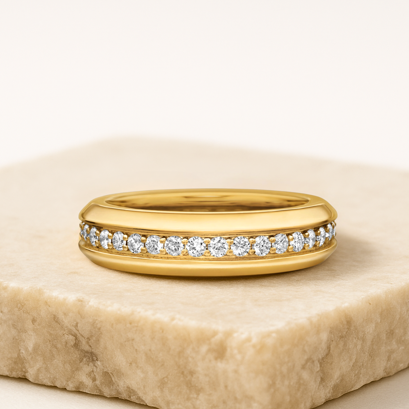 14K Solid Lab Grown Diamond Men's Wedding Stacking Comfort Fit Band Ring, Anniversary Gifts for Him