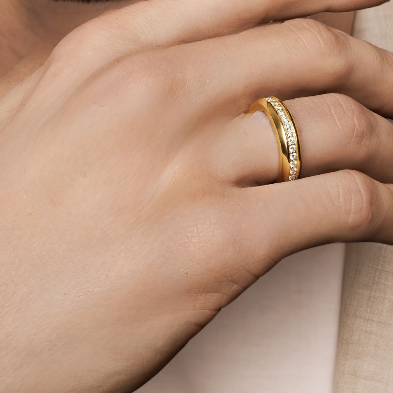 14K Solid Lab Grown Diamond Men's Wedding Stacking Comfort Fit Band Ring