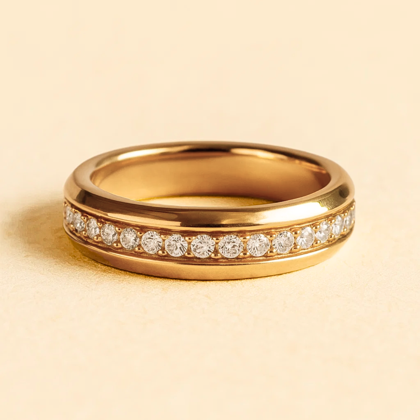 14K Solid Lab Grown Diamond Men's Wedding Stacking Comfort Fit Band Ring