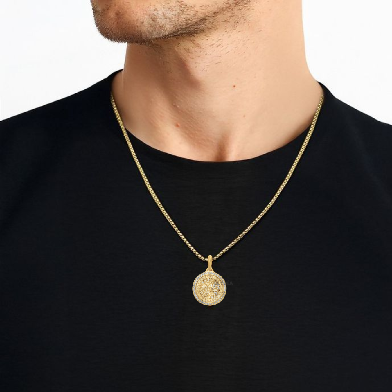 14K Gold Saint Christopher Pendant, Men's Religious Medal, Spiritual Protection Pendant