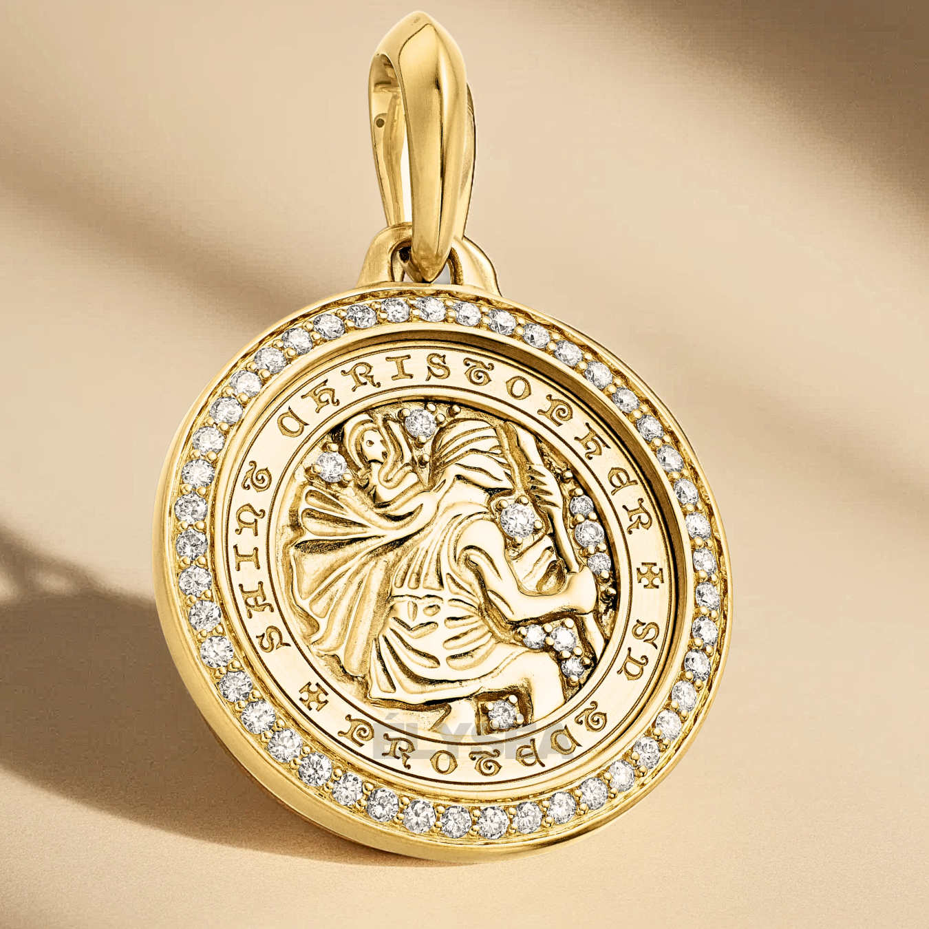 14K Gold Saint Christopher Pendant, Men's Religious Medal, Spiritual Protection Pendant