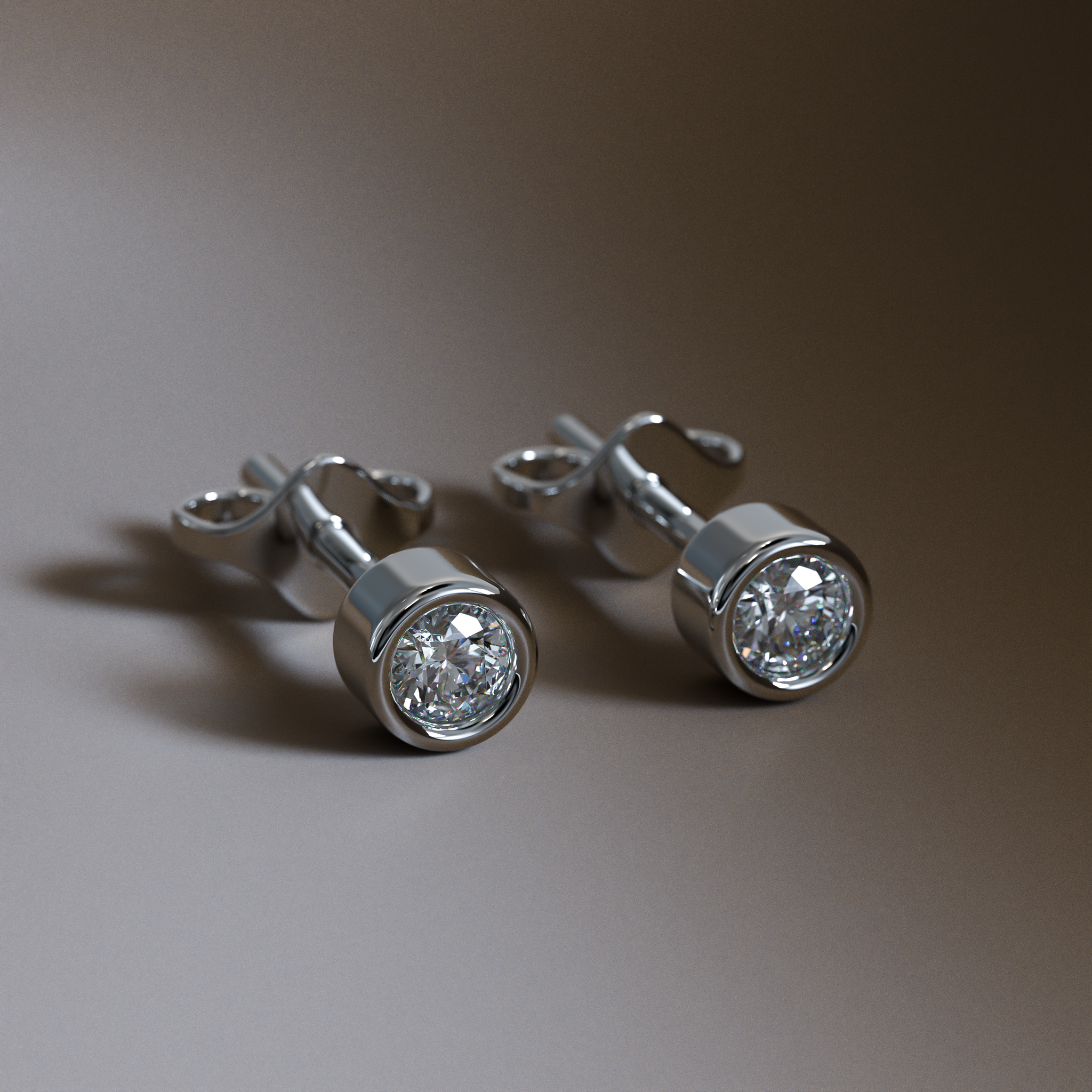 Bezel-Set Round-Cut Lab-Grown Diamond Stud Earrings | Sustainable Luxury by Elrock Jewels™