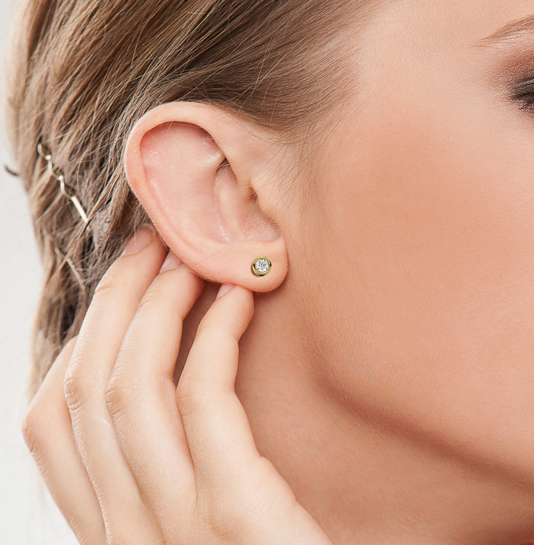 Bezel-Set Round-Cut Lab-Grown Diamond Stud Earrings | Sustainable Luxury by Elrock Jewels™