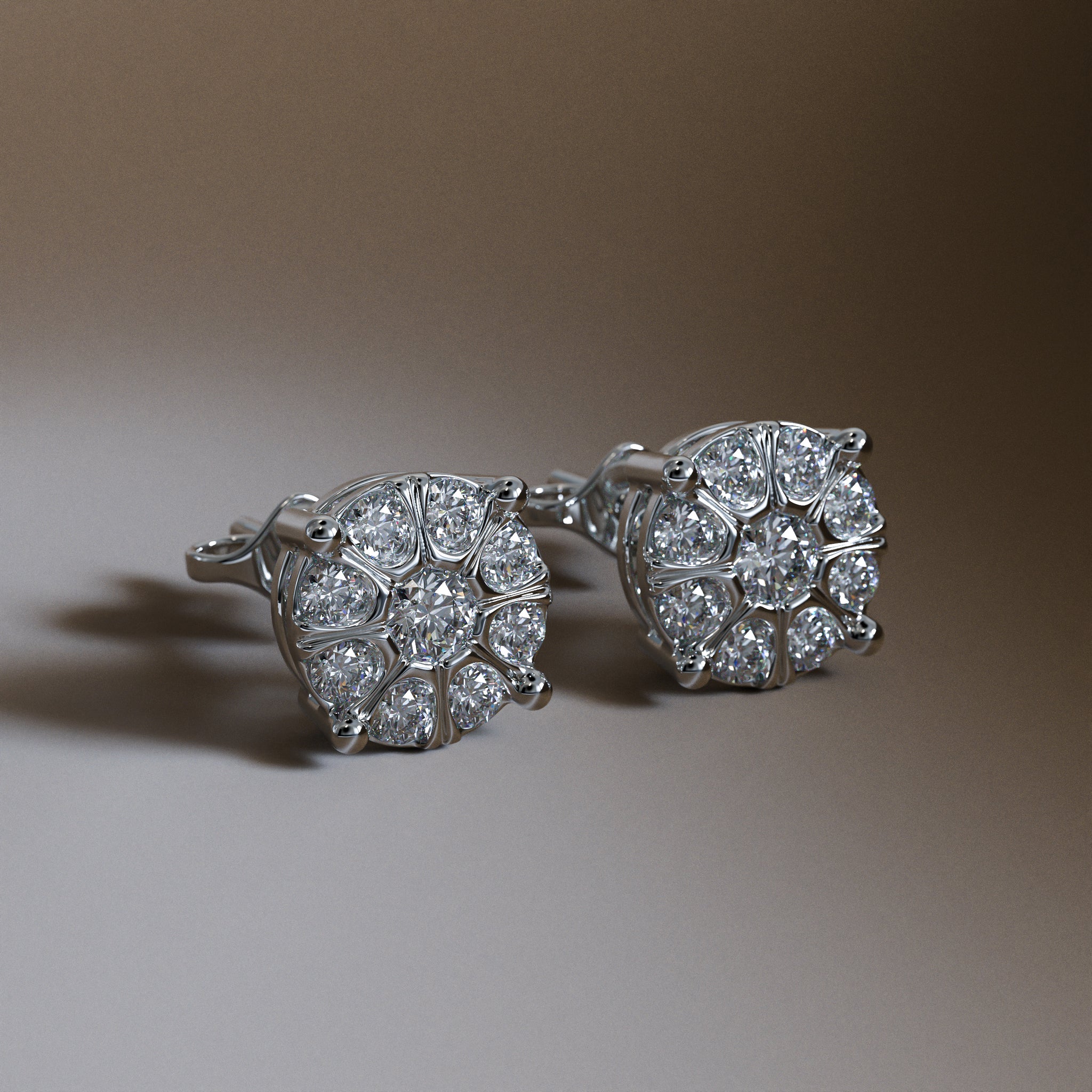 Floral Cluster Lab Grown Diamond Stud Earrings | Sustainable Luxury by Elrock Jewels™