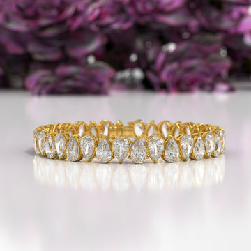 Lab-Grown Pear and Oval Diamond Tennis Bracelet | Sustainable Luxury by Elrock Jewels™