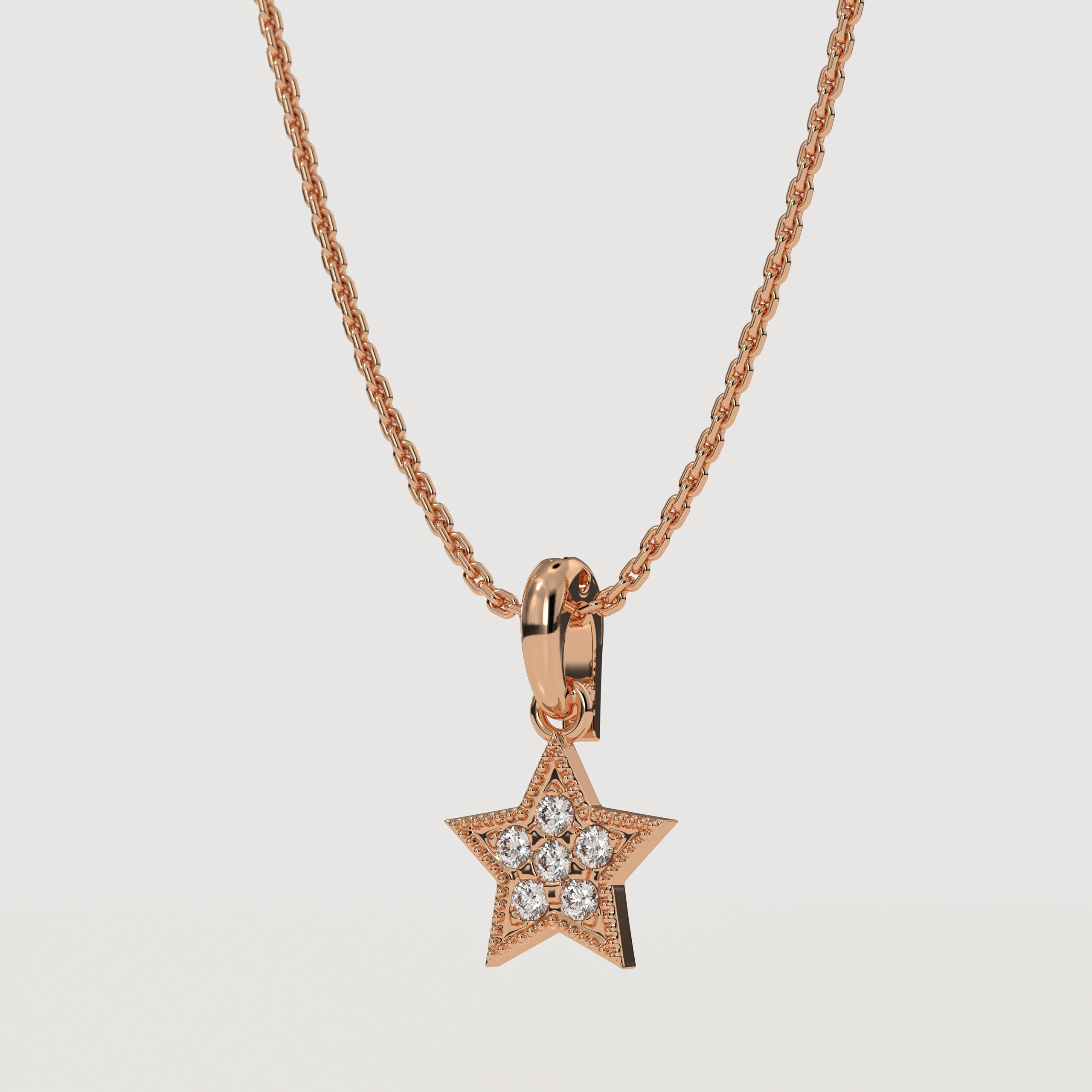 Diamond Star Pendant I 14k Yellow, White, Rose Solid Gold I Gift For Her
