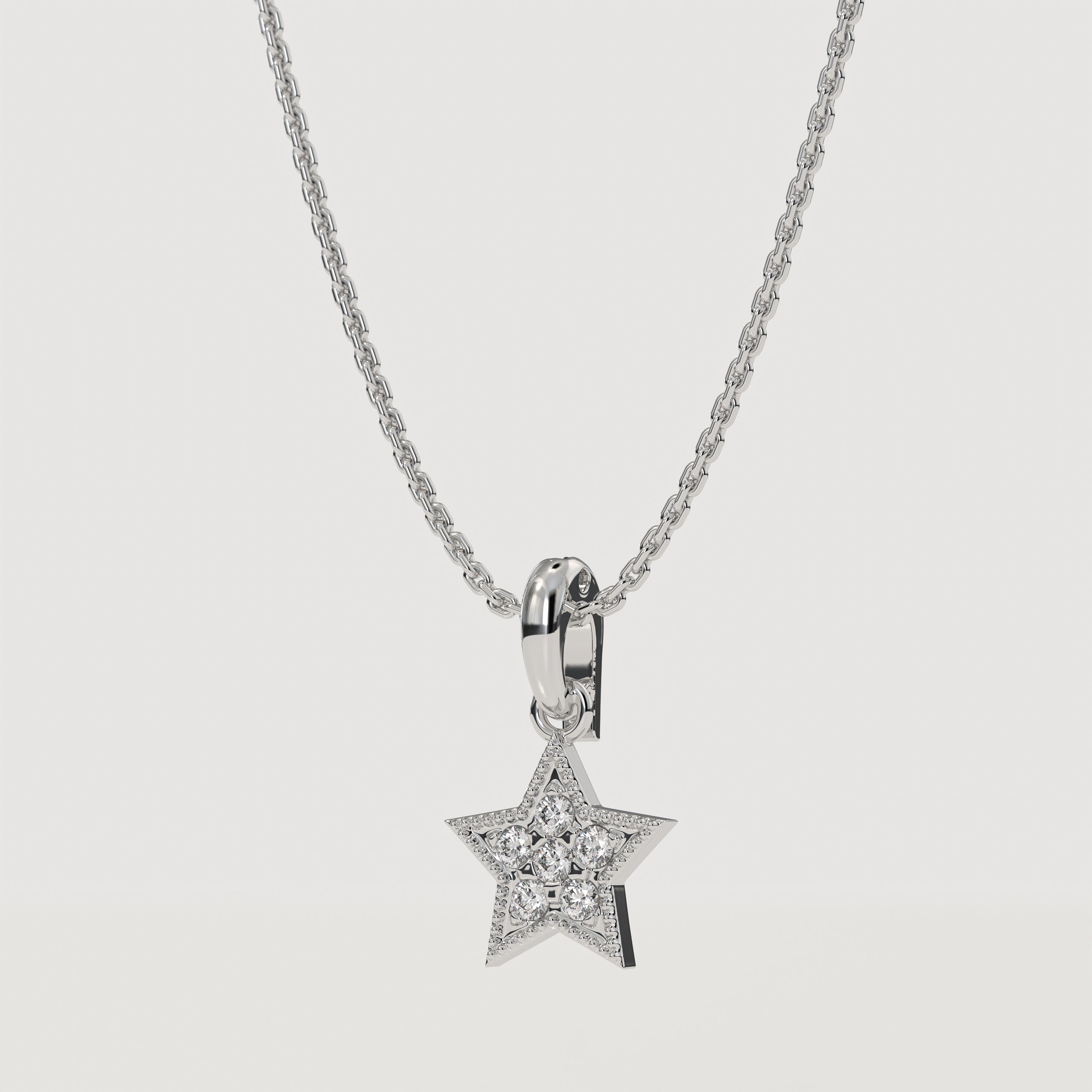 Diamond Star Pendant I 14k Yellow, White, Rose Solid Gold I Gift For Her