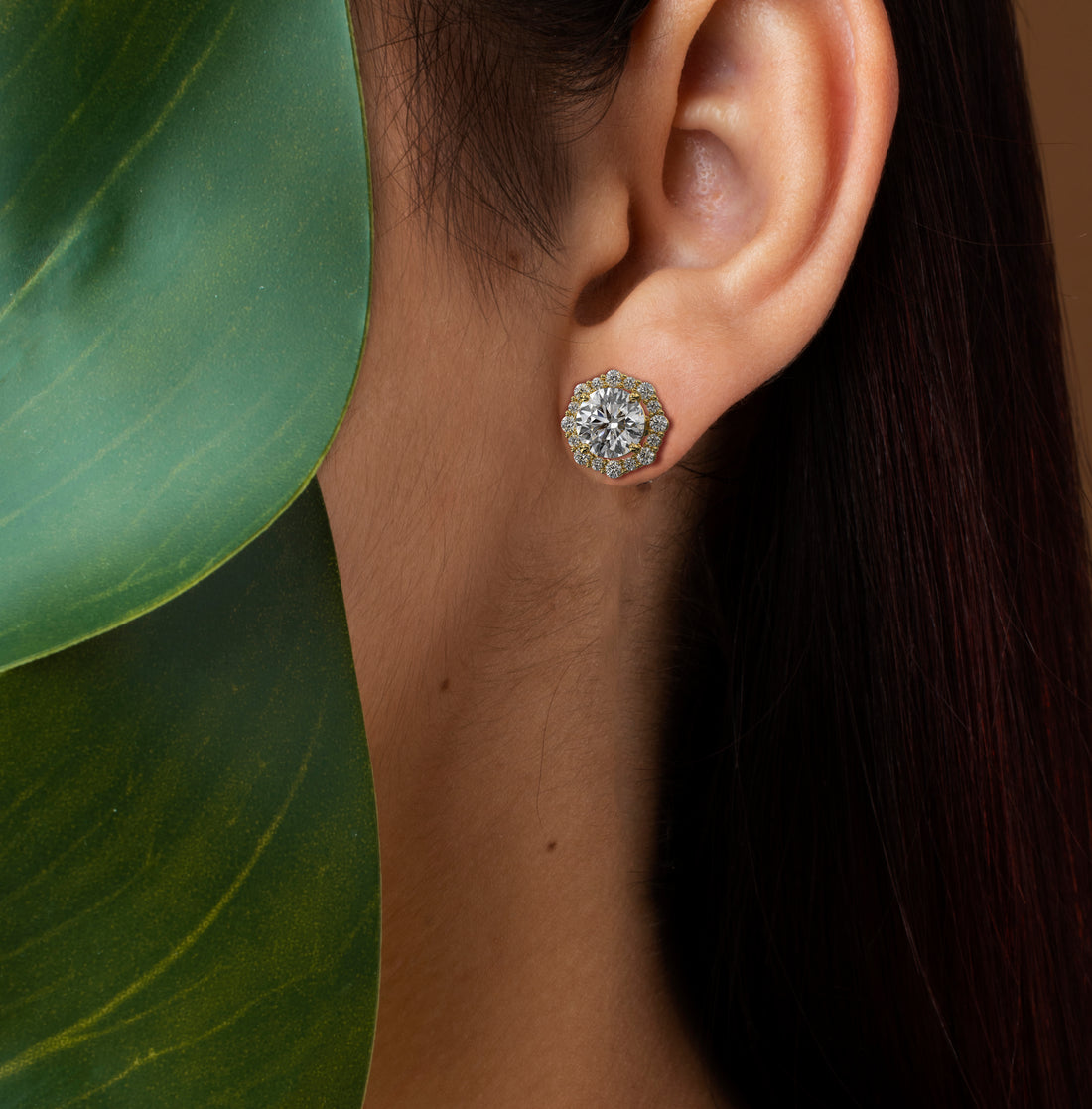 Octagon Halo Lab-Grown Diamond Stud Earrings | Sustainable Luxury by Elrock Jewels™