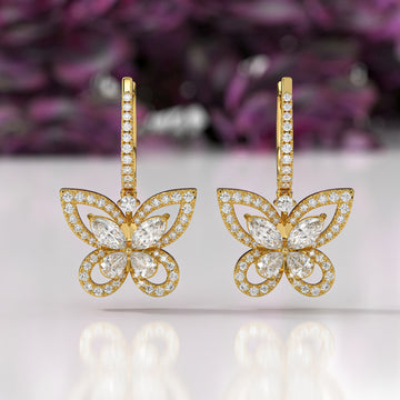 Butterfly Lab-Grown Diamond Drop Earrings | Sustainable Luxury by Elrock Jewels™