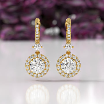 Halo Drop Lab-Grown Diamond Earrings | Sustainable Luxury by Elrock Jewels™