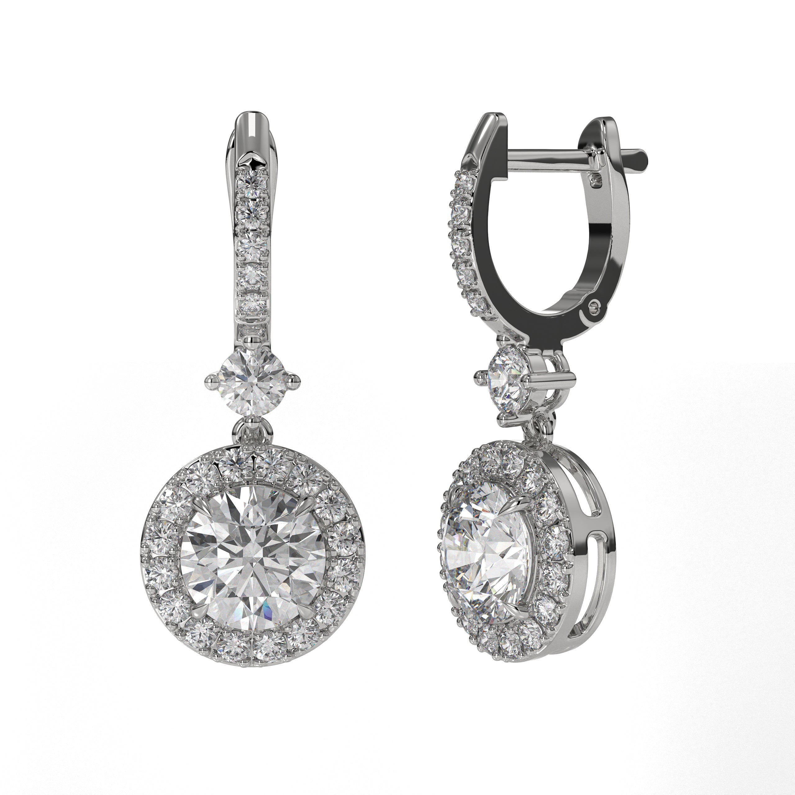 Brilliant Round Cut 14K Gold Dangle Drop Lab Grown Diamond Earring