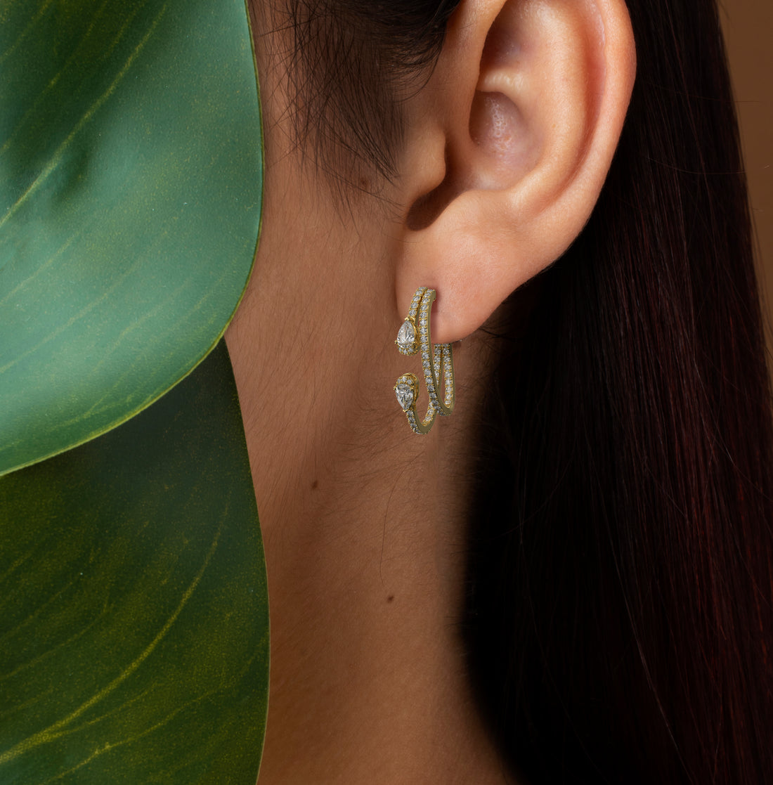 Radiant Pear Drop Lab-Grown Diamond Hoop Earrings