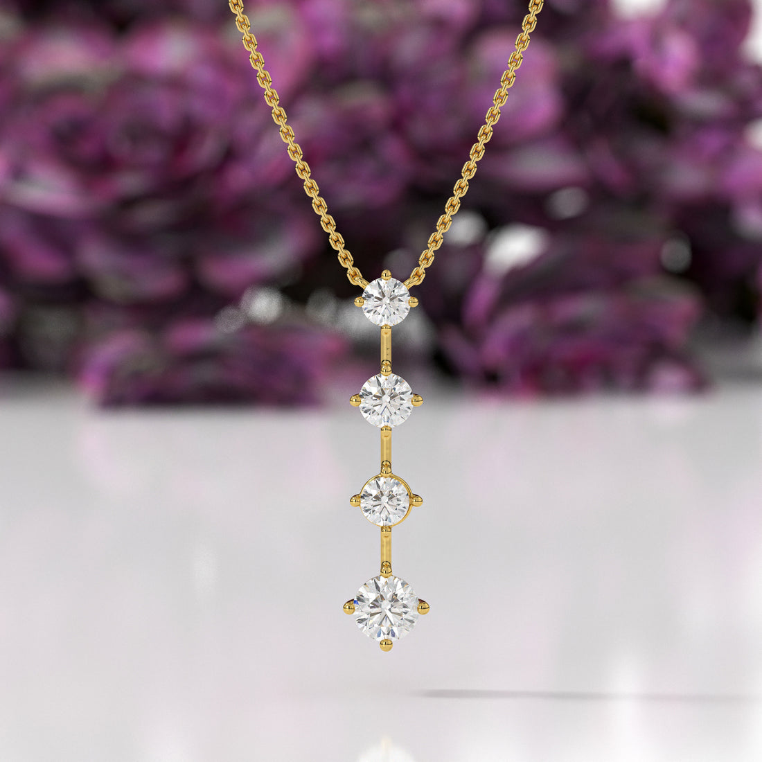 Round-Cut Lab-Grown Diamond Vertical Pendant | Sustainable Luxury by Elrock Jewels™