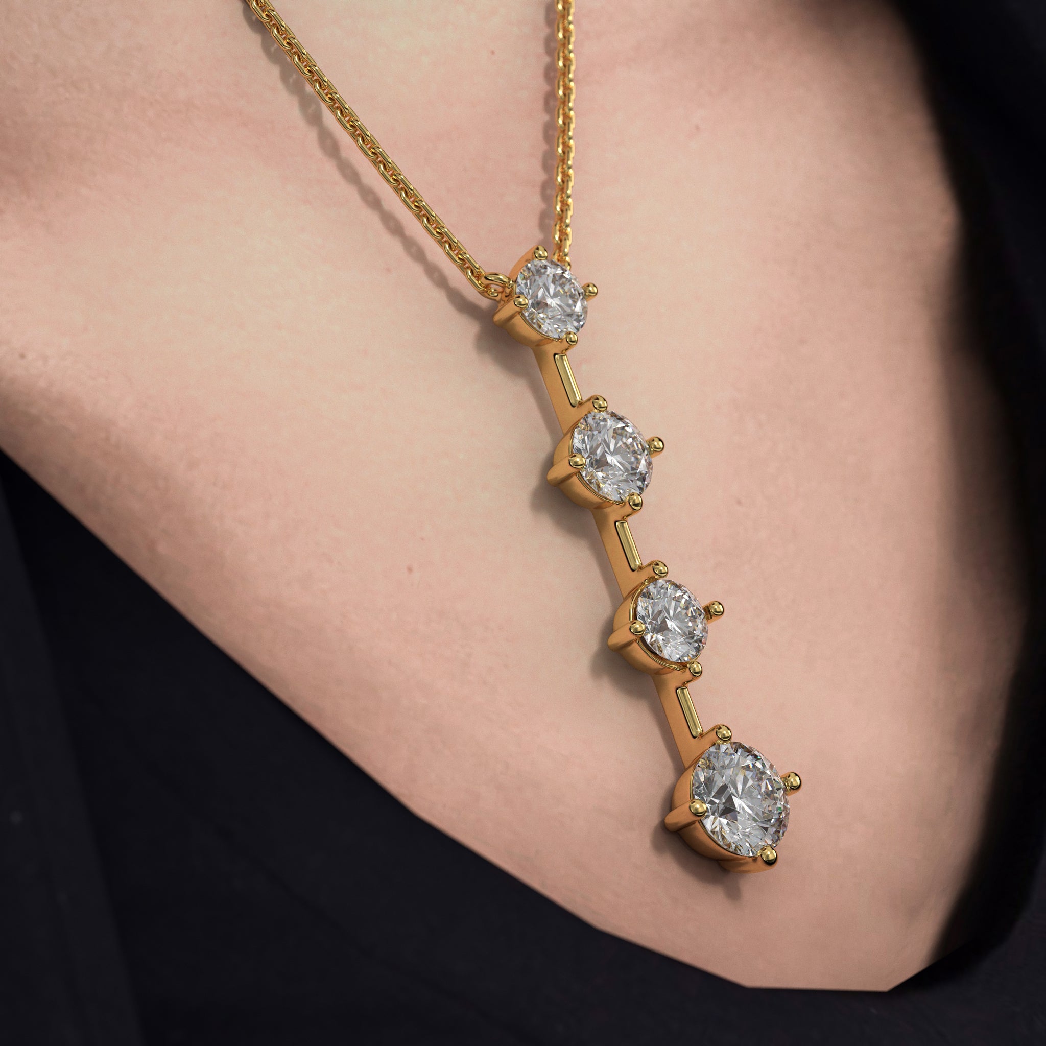 Round-Cut Lab-Grown Diamond Vertical Pendant | Sustainable Luxury by Elrock Jewels™