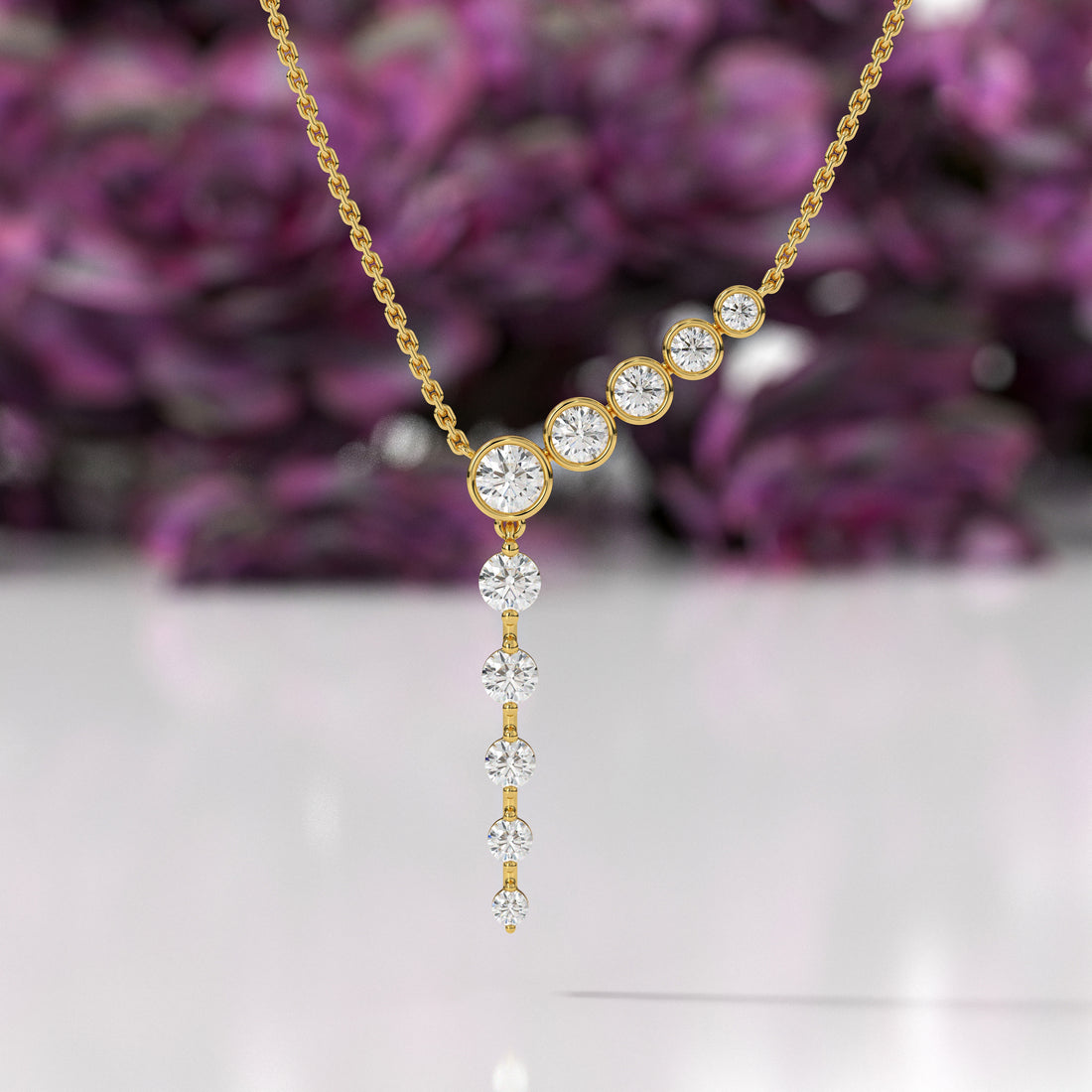 Graduated Round-Cut Lab-Grown Diamond Y-Necklace | Sustainable Luxury by Elrock Jewels™