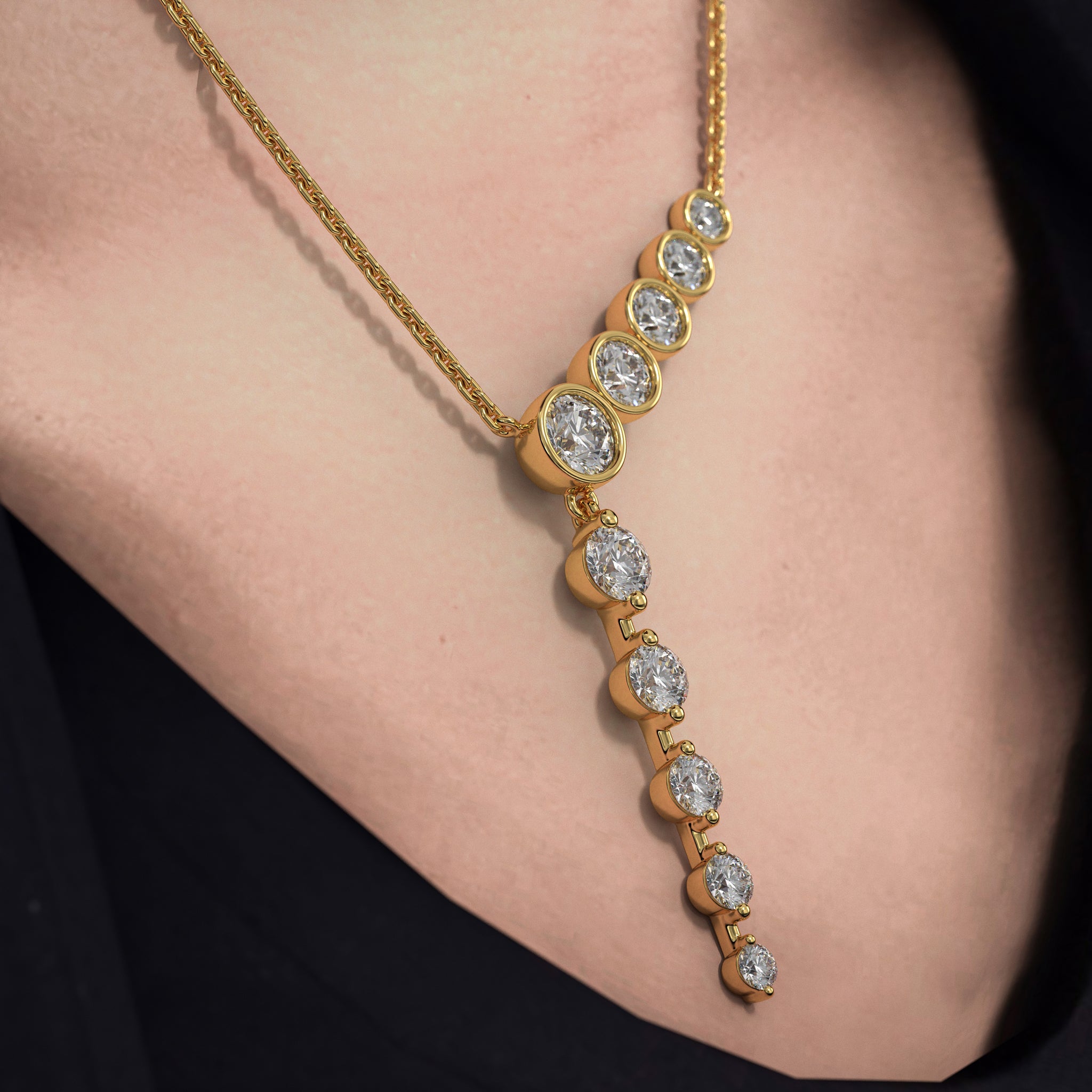 Graduated Round-Cut Lab-Grown Diamond Y-Necklace | Sustainable Luxury by Elrock Jewels™