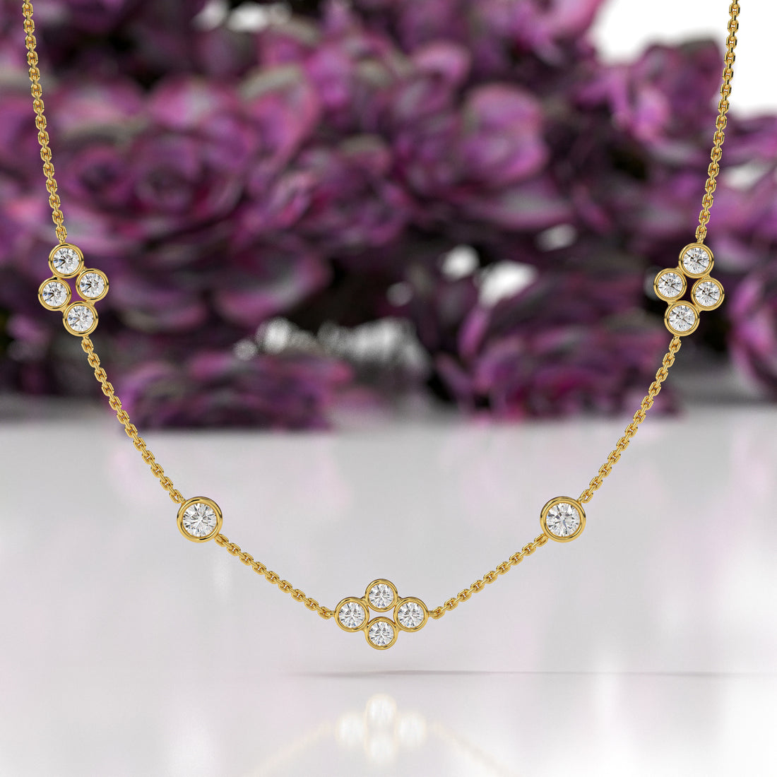 Floral Cluster Lab-Grown Diamond Station Necklace | Sustainable Luxury by Elrock Jewels™