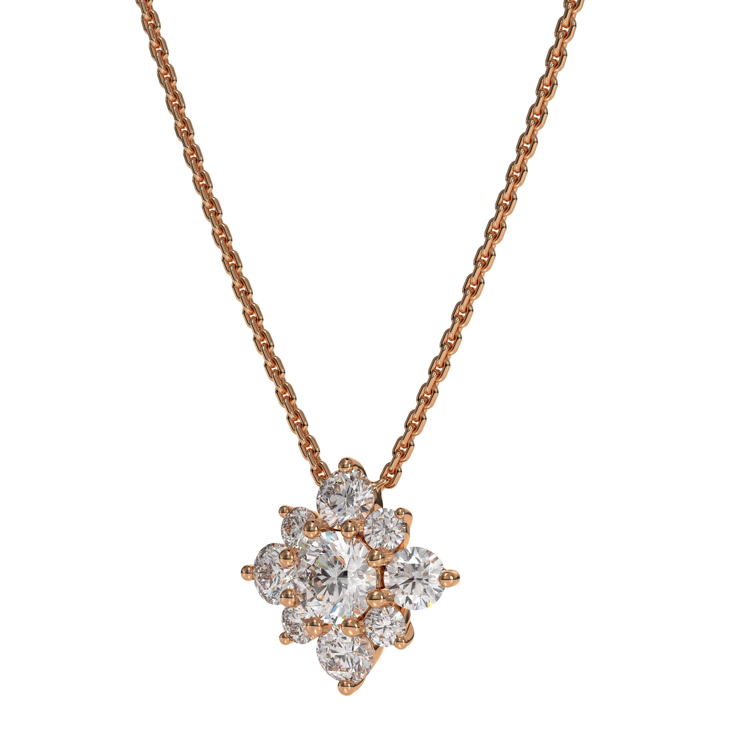 14K Round Lab Grown Diamond Necklace, Wedding Necklace For Women, 14K Yellow Gold Solitaire Diamond Necklace