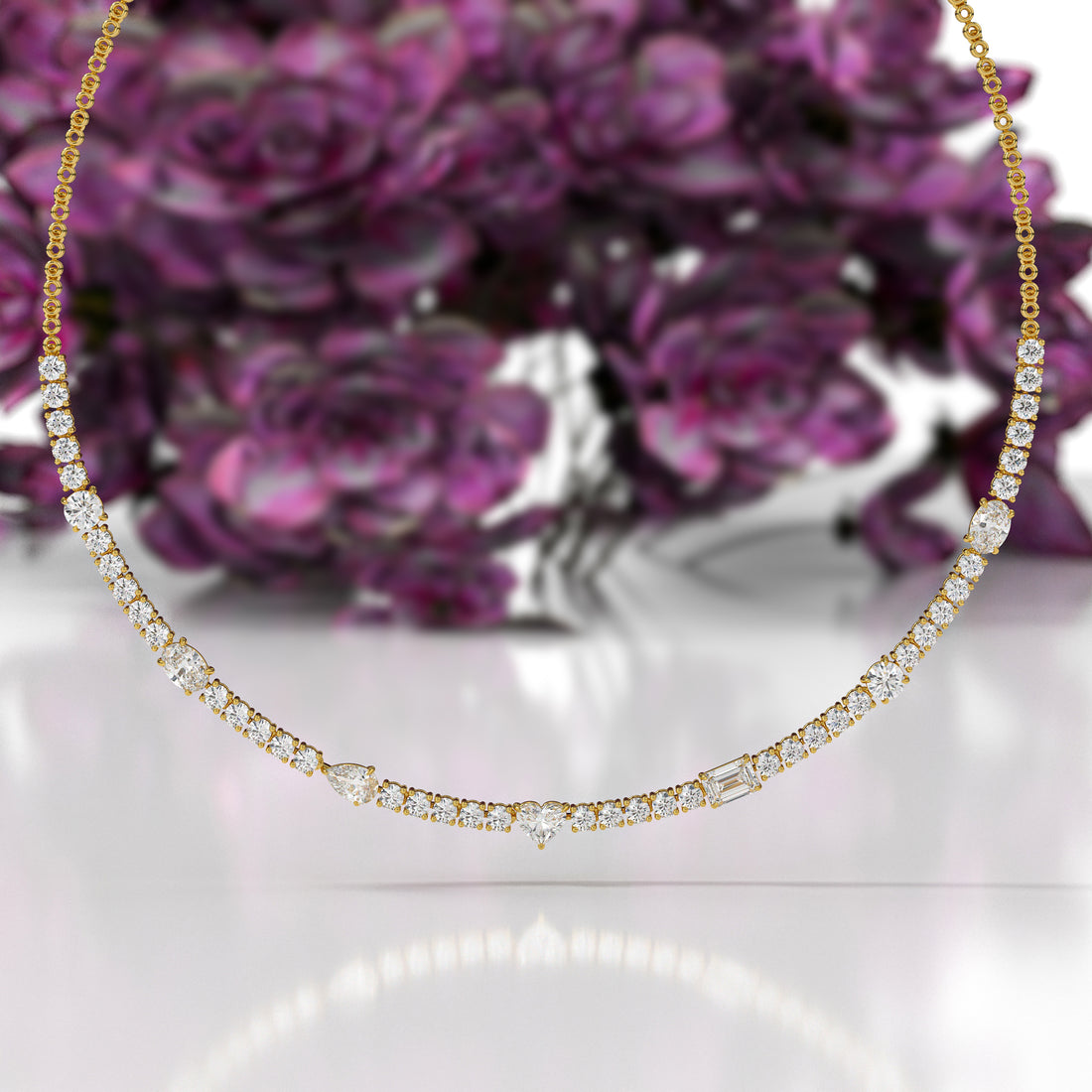 Graduated Mixed-Cut Lab-Grown Diamond Necklace | Sustainable Luxury by Elrock Jewels™