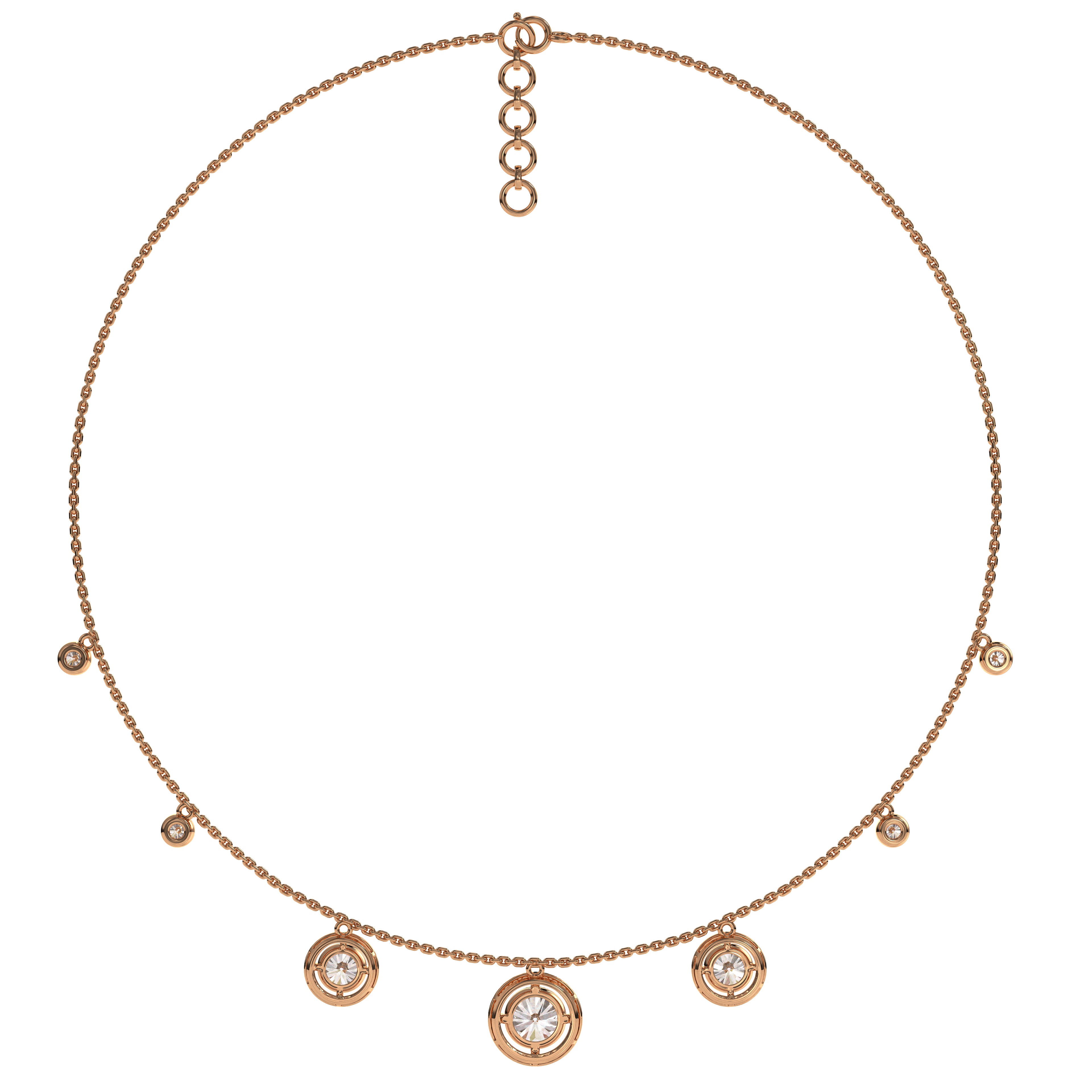 14K Gold Stunning Round Diamond Necklace
