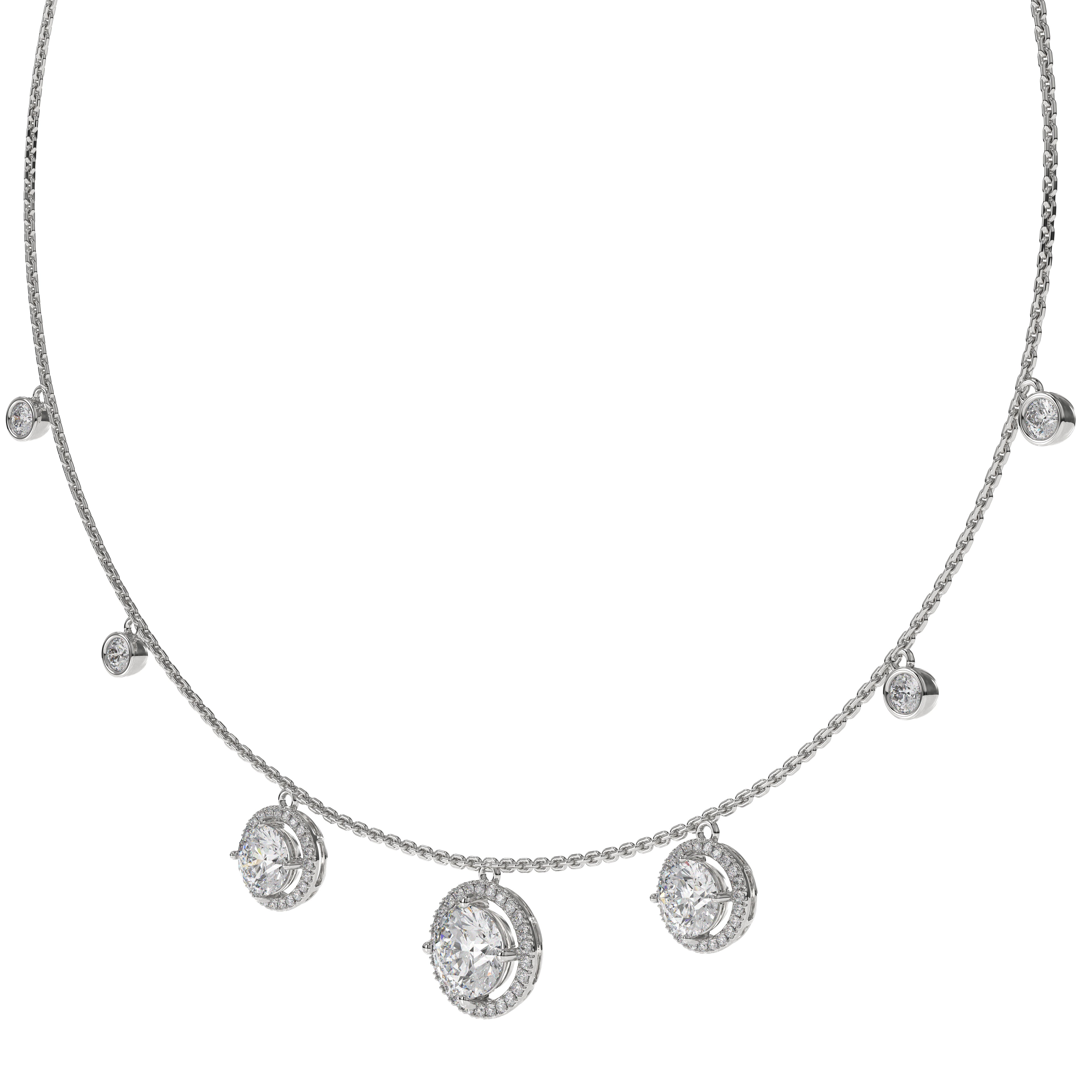 14K Gold Stunning Round Diamond Necklace
