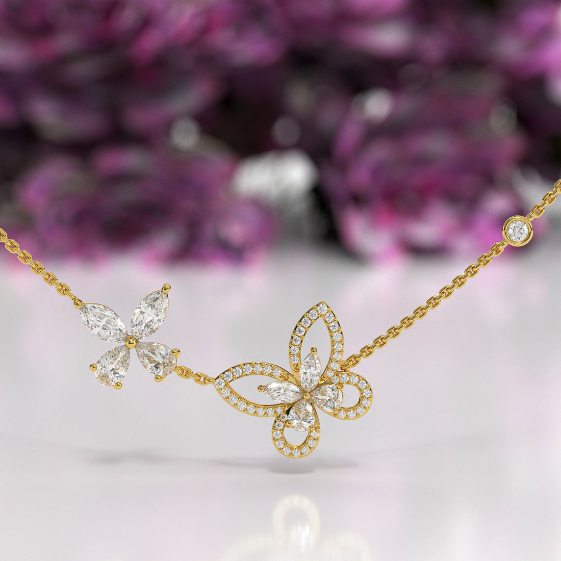 Floral Marquise Lab-Grown Diamond Necklace | Sustainable Luxury by Elrock Jewels™