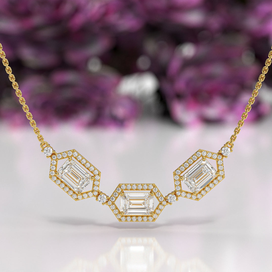 Emerald-Cut Lab-Grown Diamond Geometric Necklace | Sustainable Luxury by Elrock Jewels™