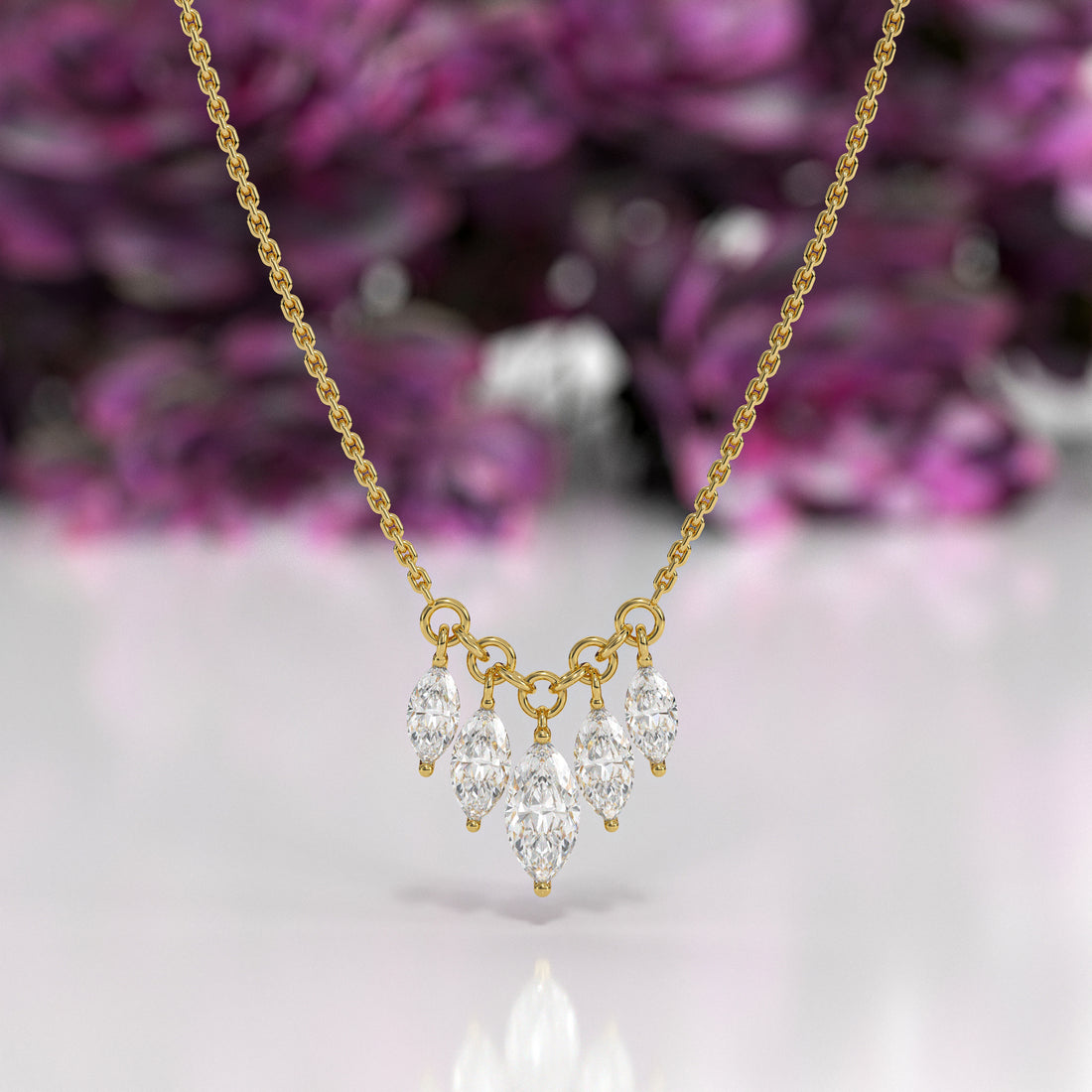 Marquise Cluster Lab-Grown Diamond Pendant Necklace | Sustainable Luxury by Elrock Jewels™