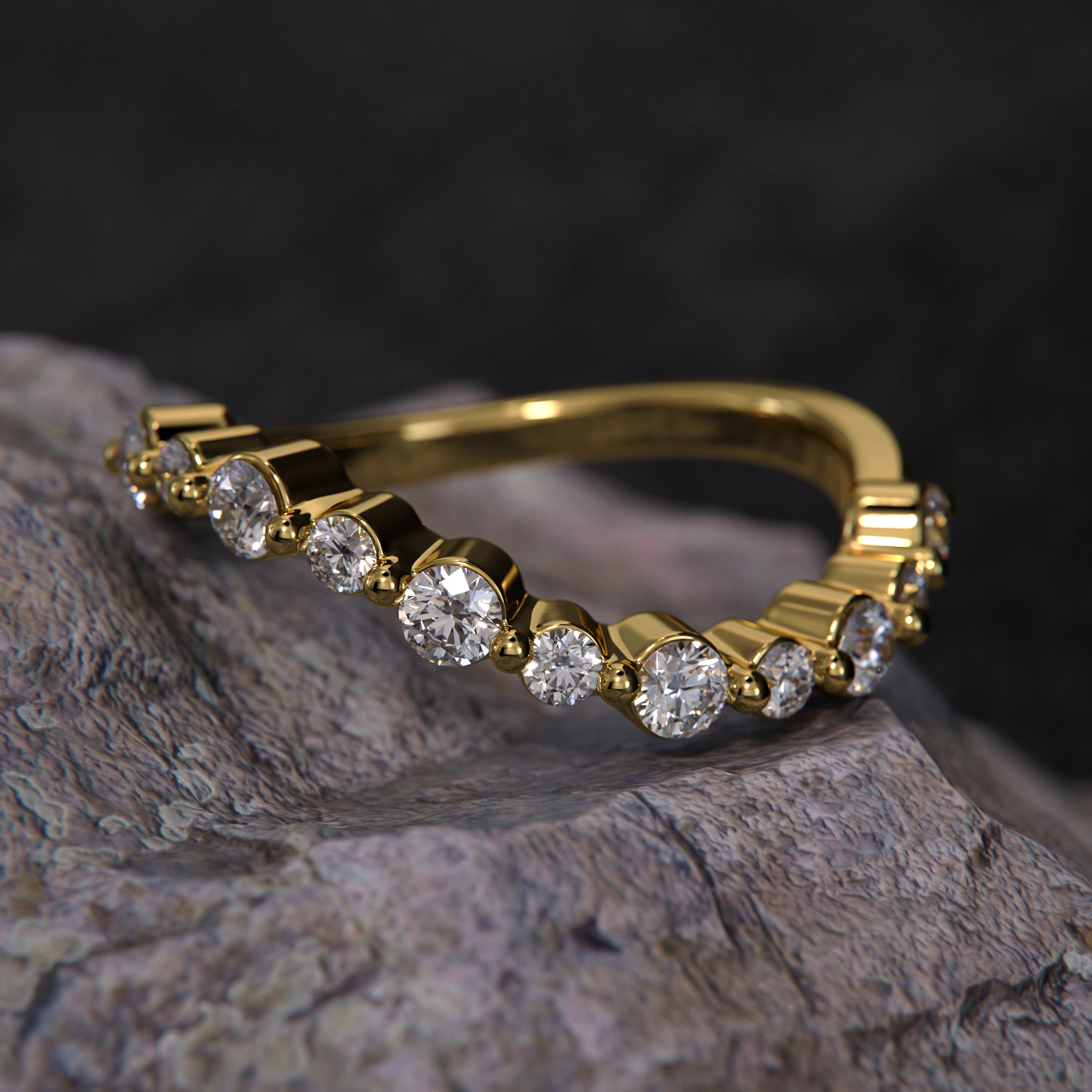 0.73 Ct Round Lab Grown Diamond Wedding Band in 14K Solid Gold