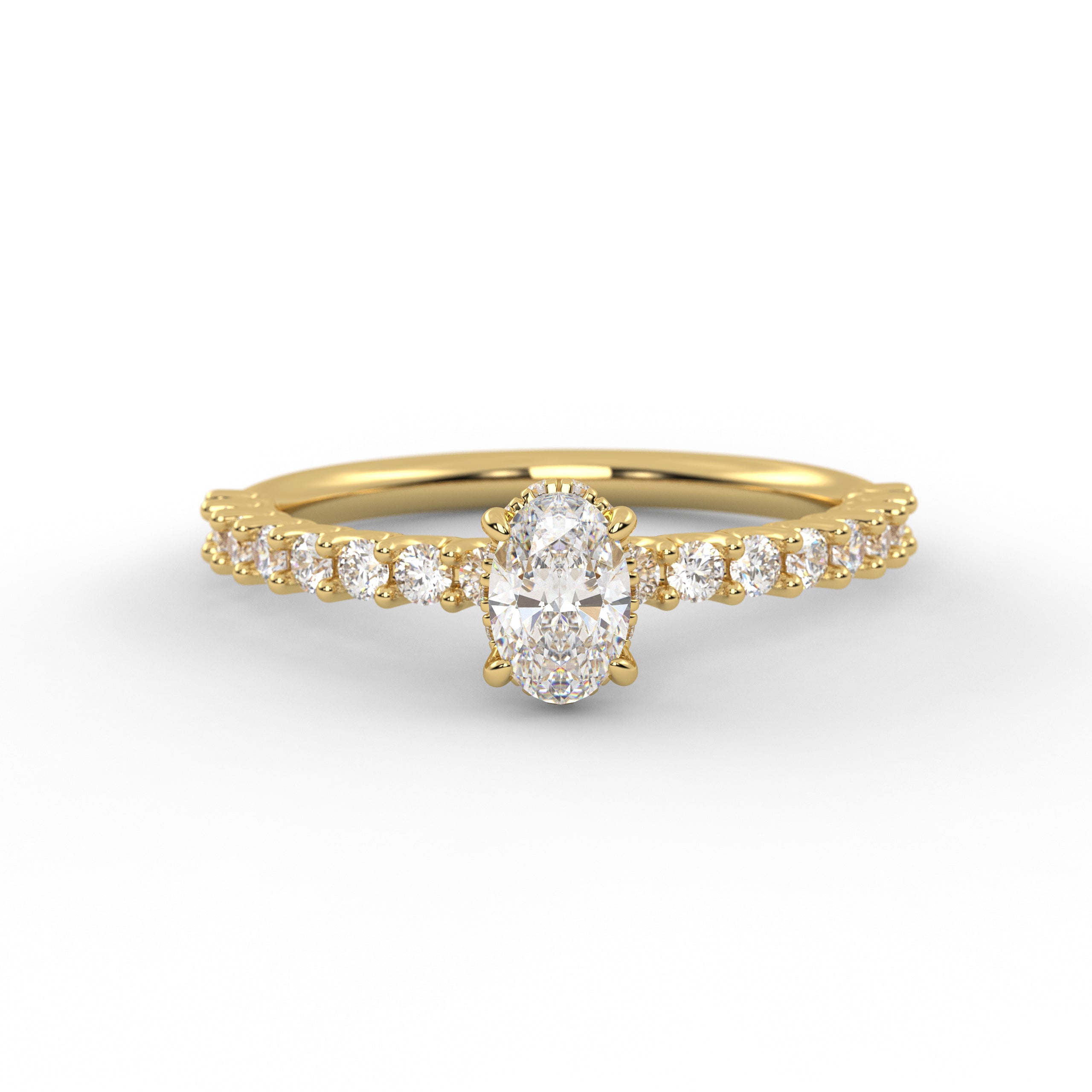 14k White Gold Hidden Halo Set Engagement Ring