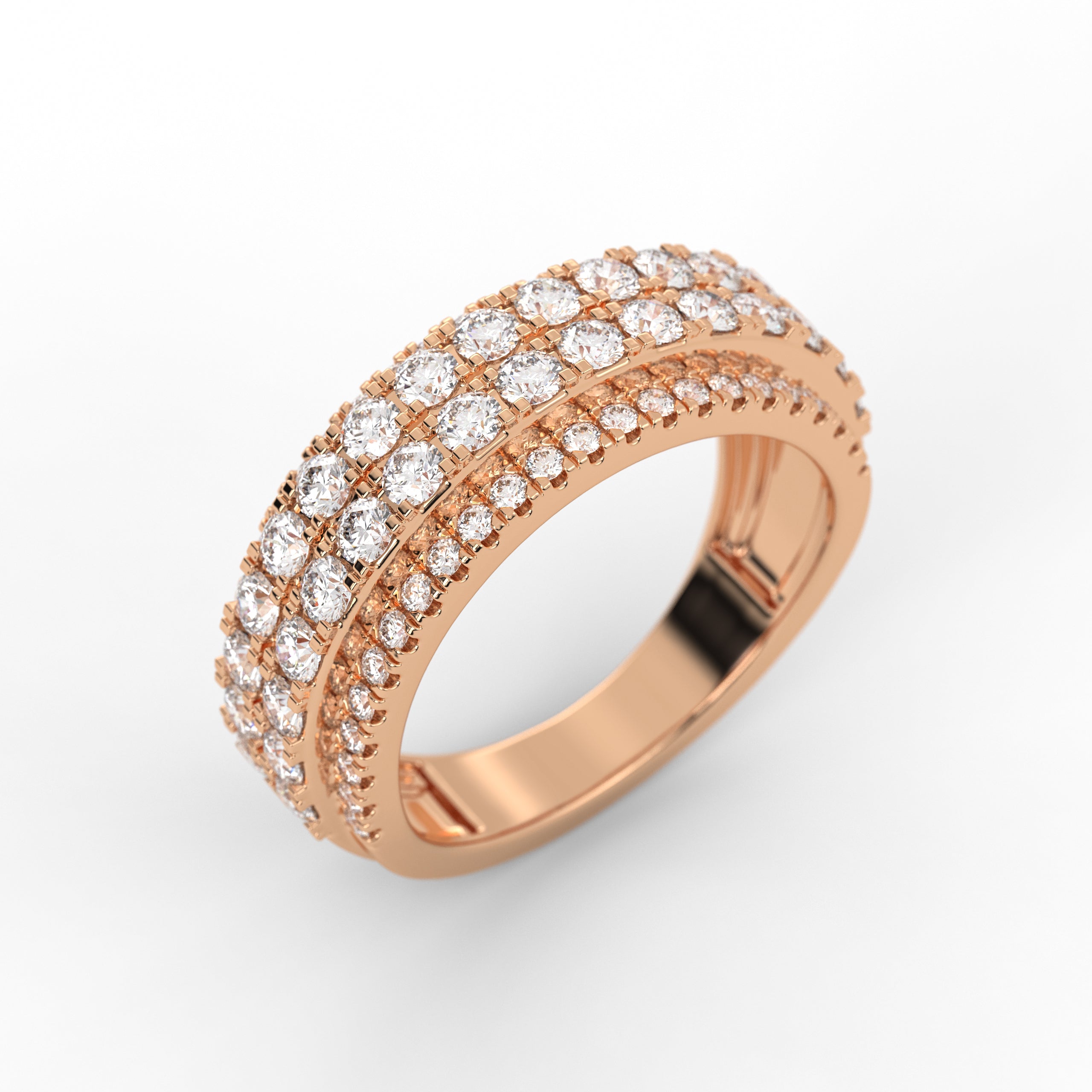 14K Gold Ring Pave Lab Grown Diamond Wedding Half Eternity Band