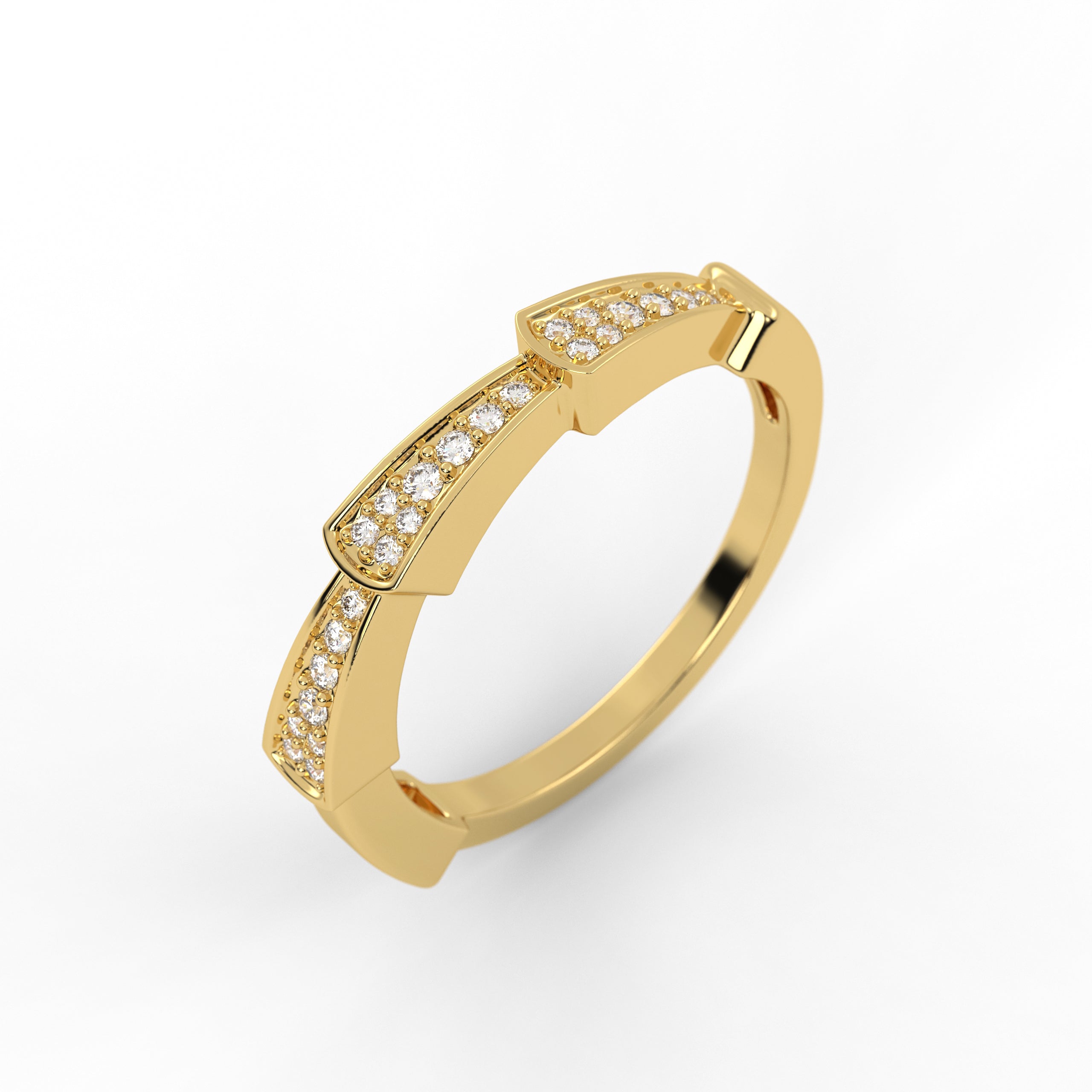14K Solid Gold Thin Lab Grown Diamond Eternity Wedding Band For Her