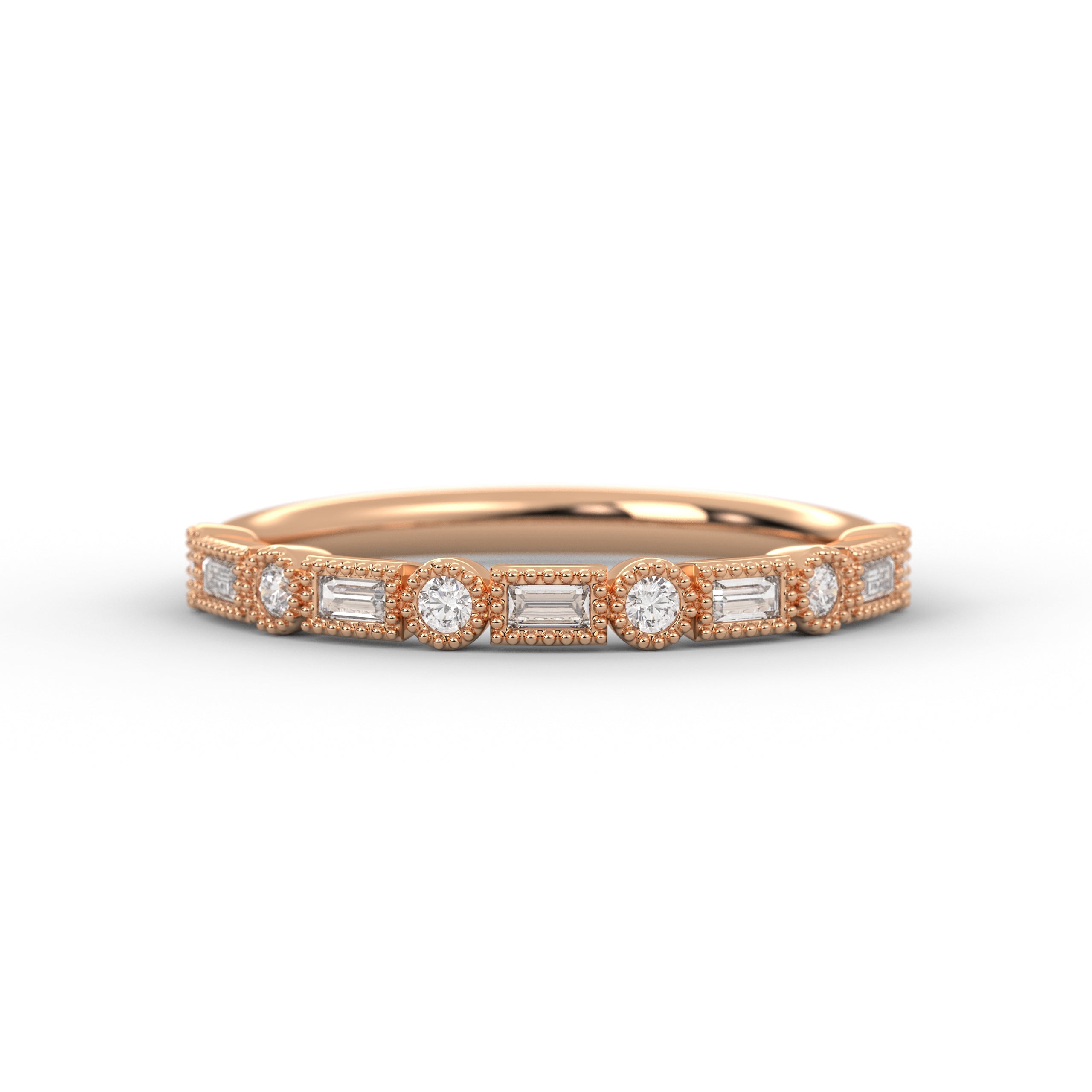 14K Solid Gold Mix Shape Lab Grown Diamond Wedding Band