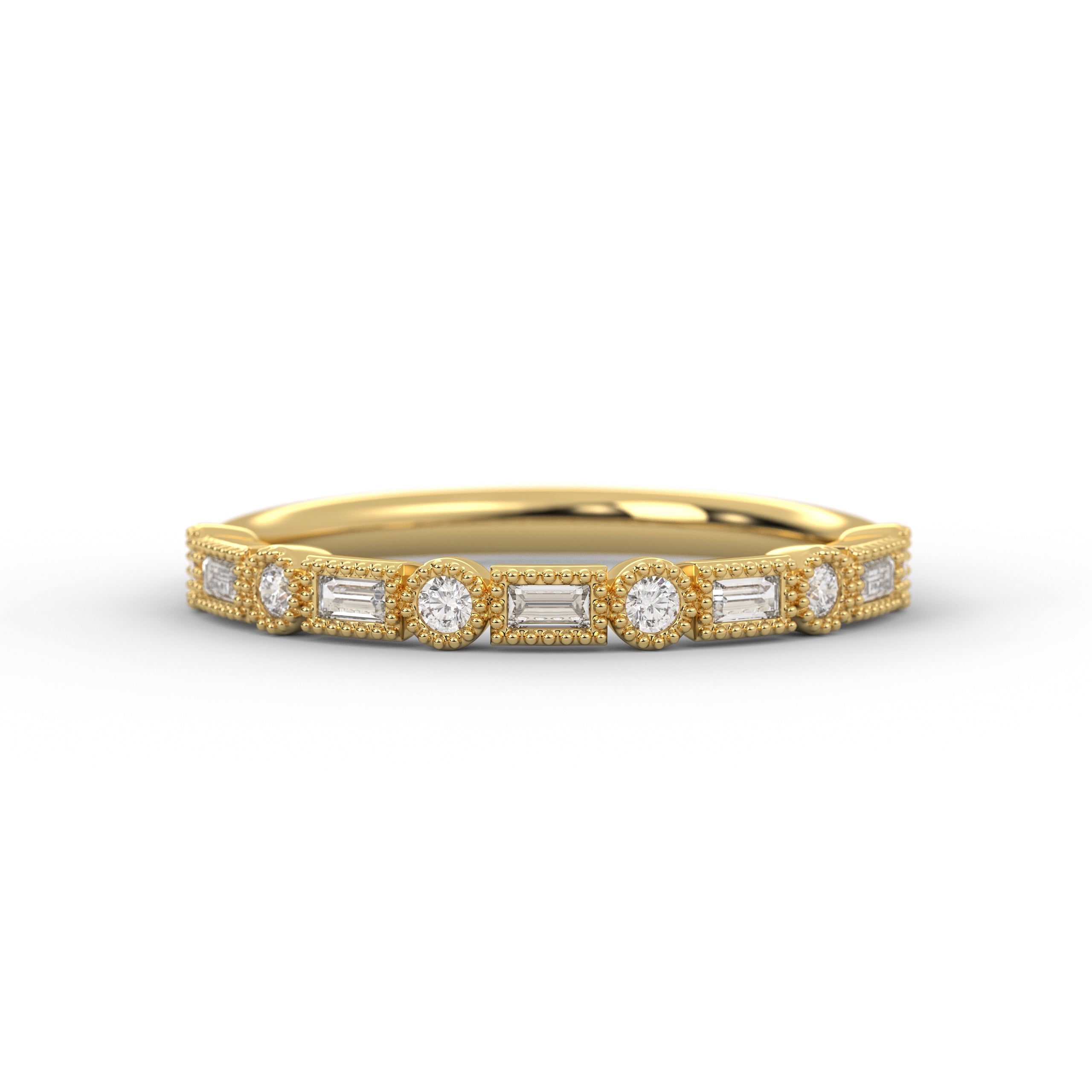 14K Solid Gold Mix Shape Lab Grown Diamond Wedding Band