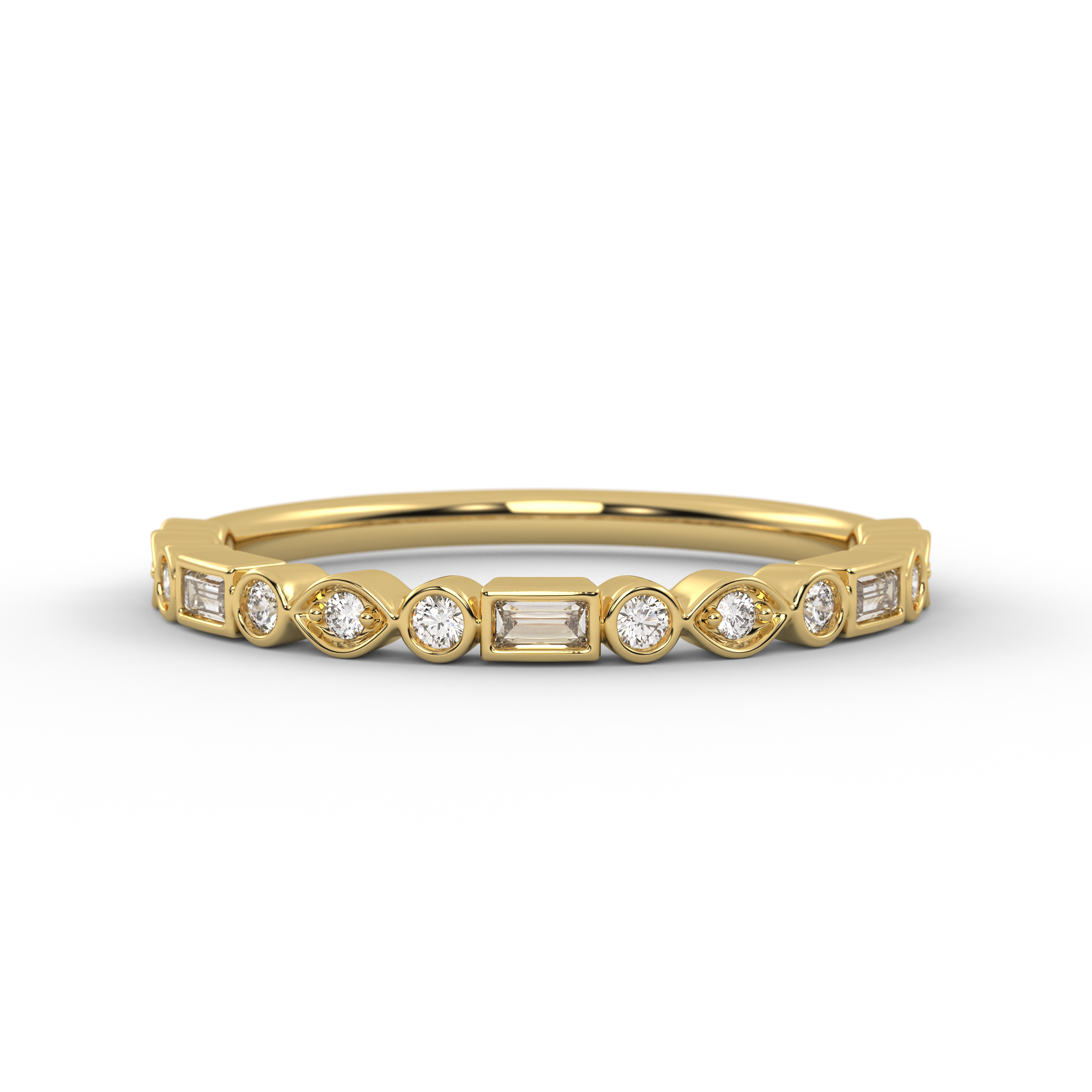Mix Shape Half Eternity Lab Grown Diamond 14K Gold Wedding Band