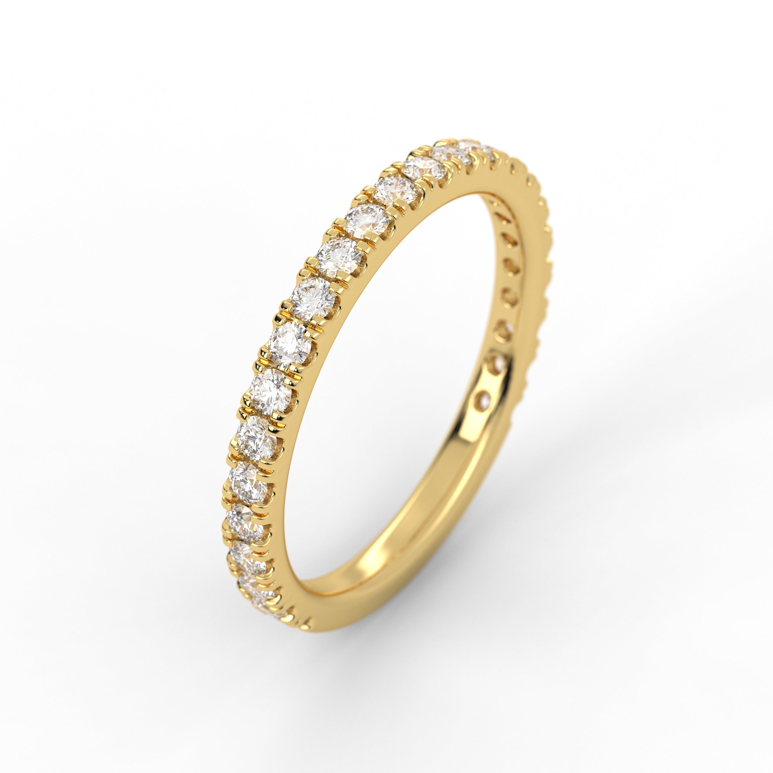 14K Solid Gold Diamond Wedding Womens Pave Half Eternity Band
