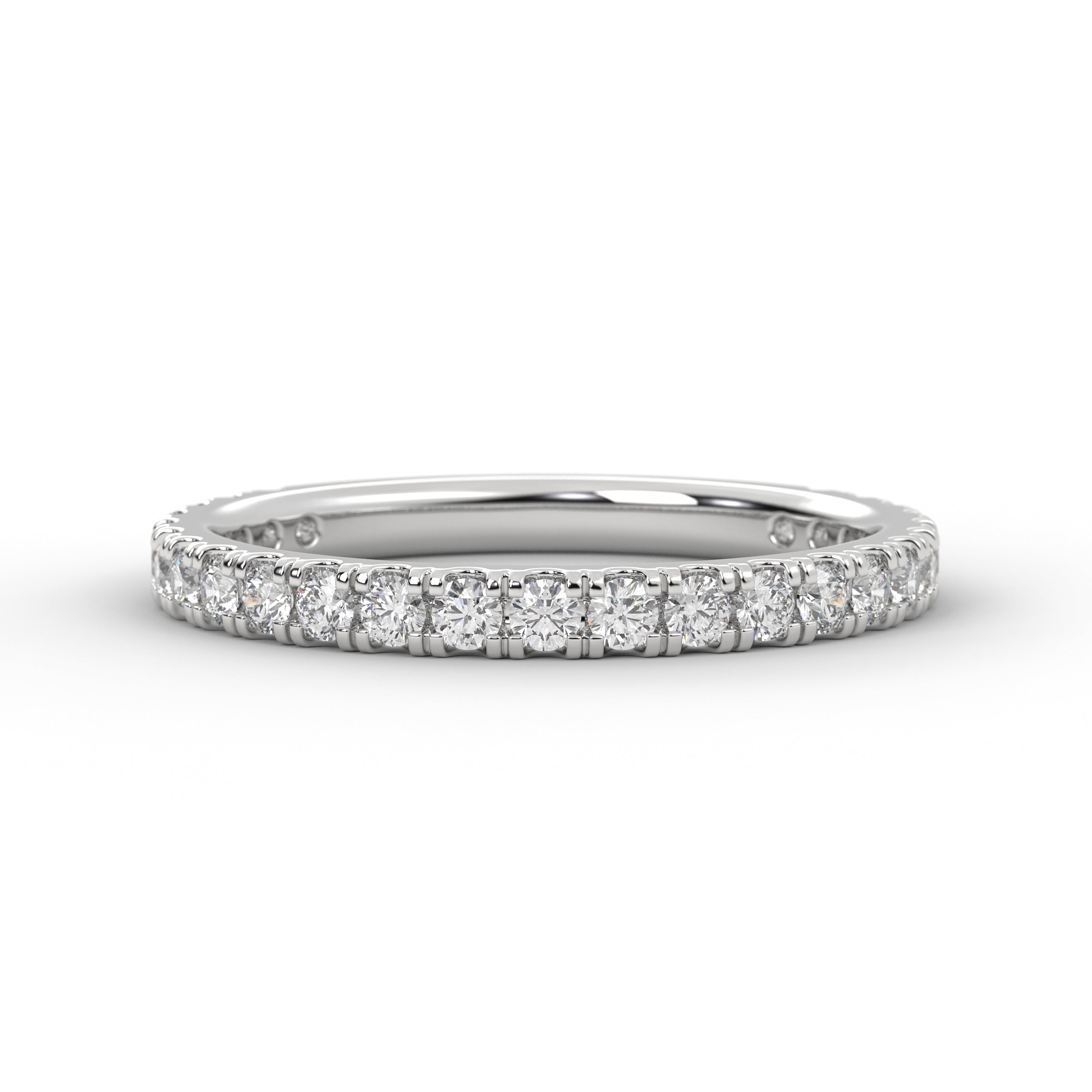 14K Solid Gold Diamond Wedding Womens Pave Half Eternity Band